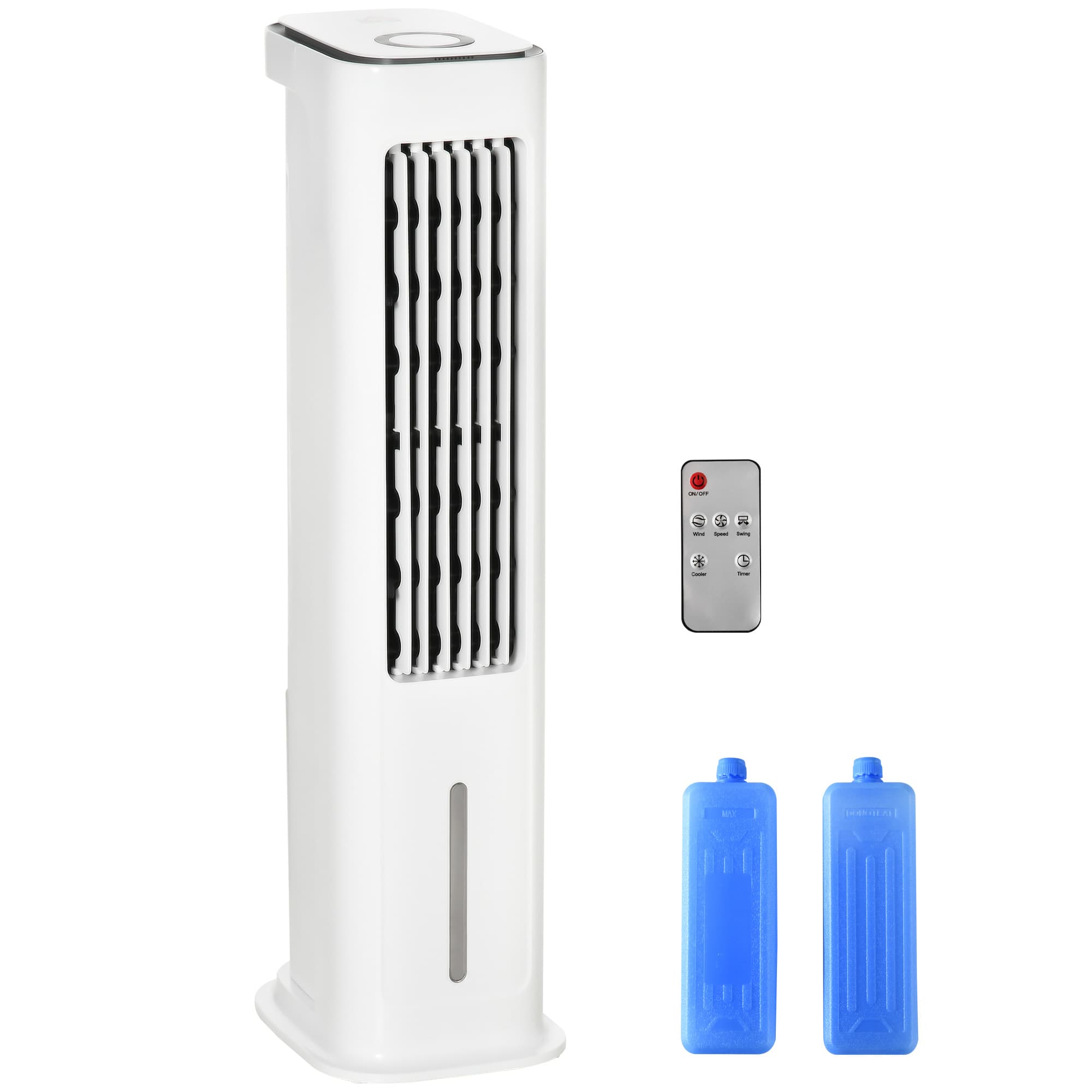 HOMCOM Ice Cooling Evaporative Air Cooler with Oscillation, 3 Modes, 3 Speeds, Remote Control, Timer, White | Aosom UK