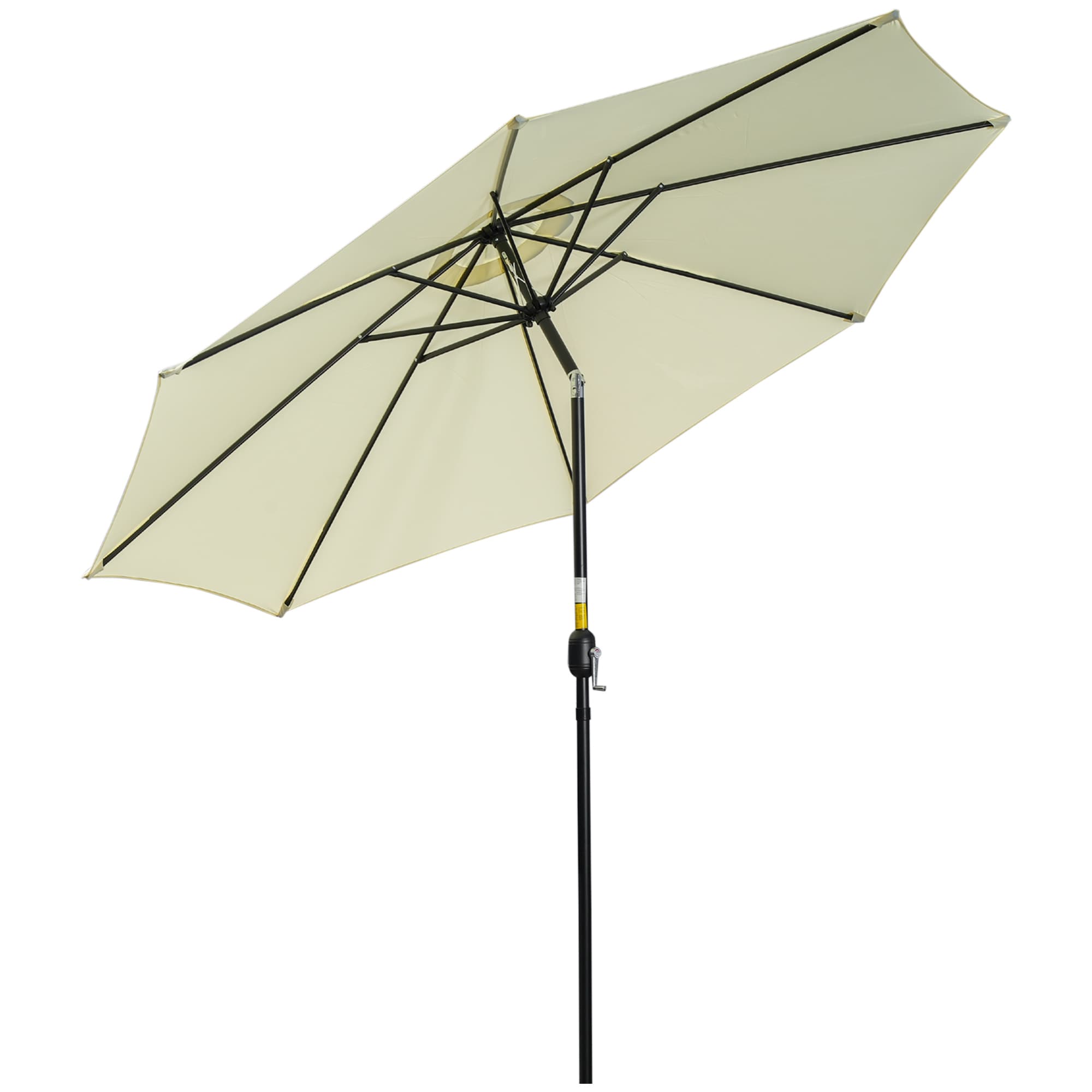 Outsunny 3m Outdoor Garden Umbrella, Tilting Garden Parasol with 8 Ribs, Crank Handle for Balcony and Garden Shade, Beige | Aosom UK