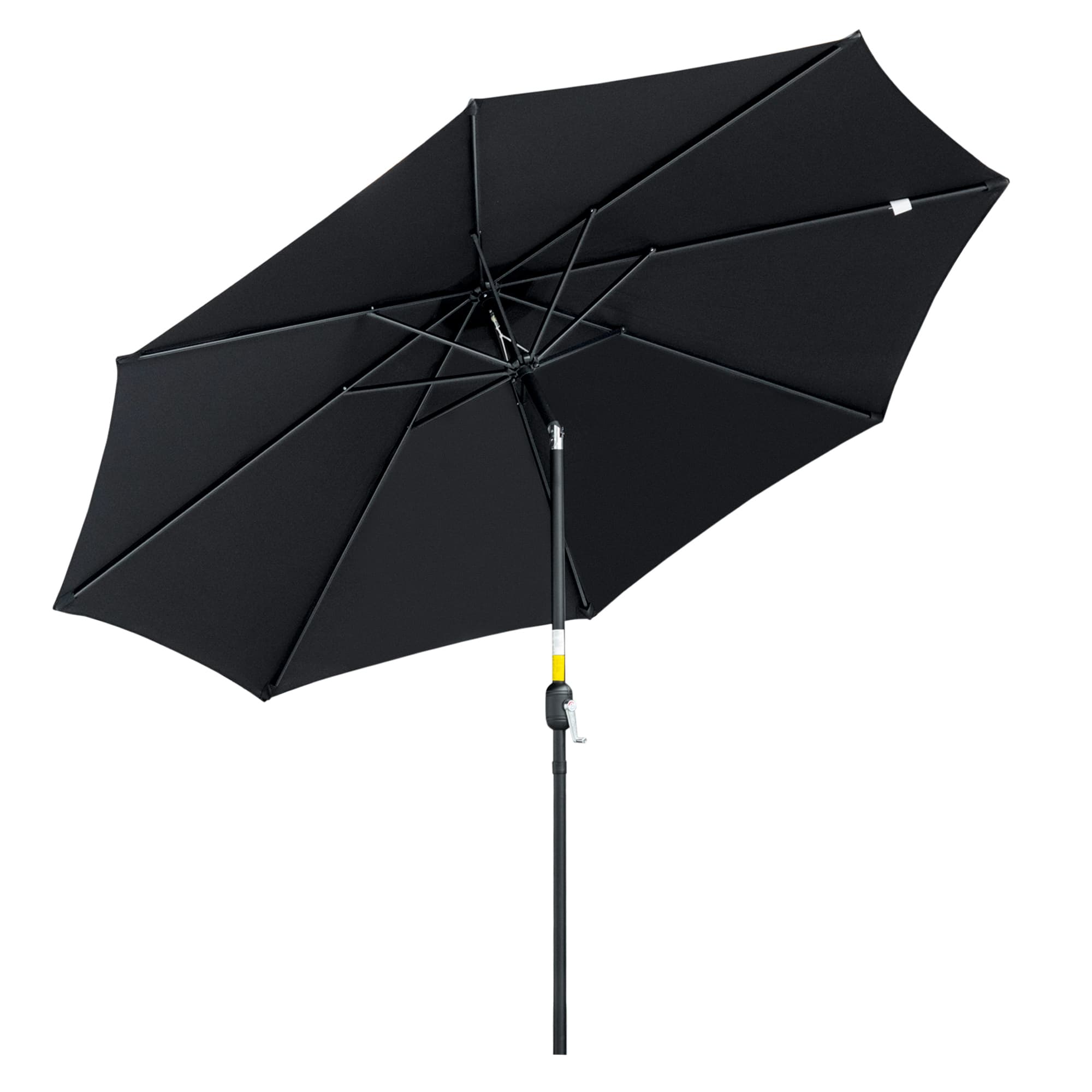 Outsunny Large Garden Parasol, Tilting Garden Umbrella with 8 Ribs, Crank Handle for Outdoor Shade on Balcony and Garden, Black | Aosom UK