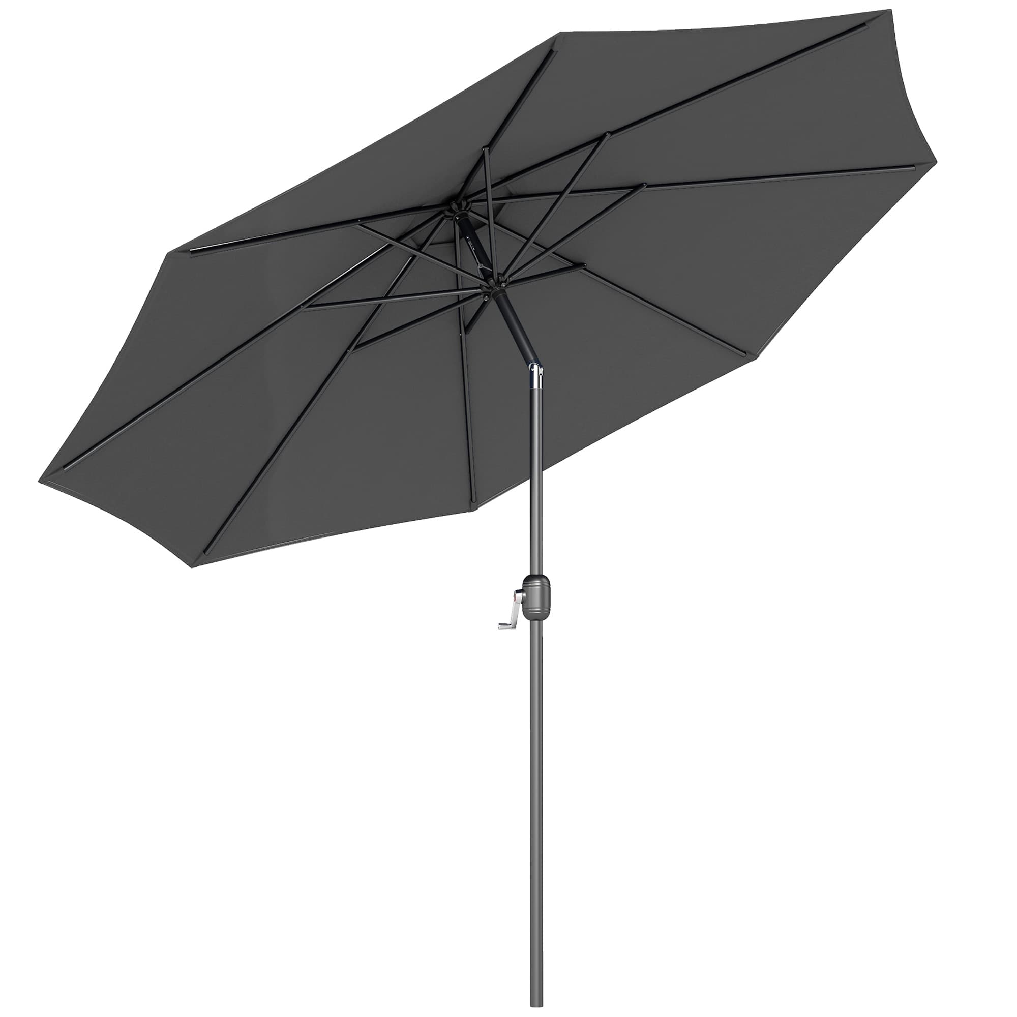 Outsunny Large Garden Umbrella, Weatherproof Outdoor Sun Shade With Crank Handle for Balcony and Garden, Dark Grey | Aosom UK