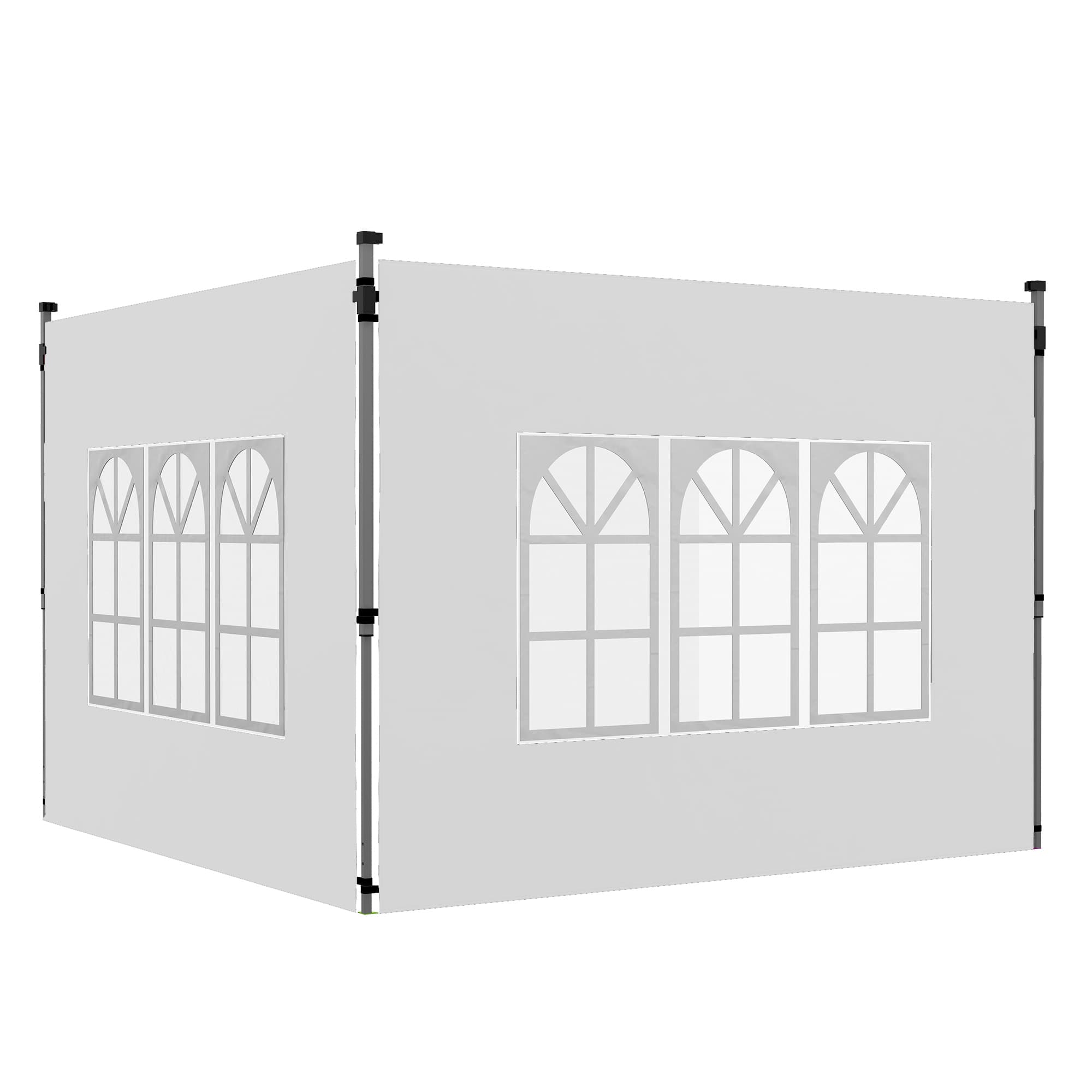 Outsunny Gazebo Side Panels with Windows, Replacement for 3x3(m) or 3x4m Gazebo, 2 Pack, White