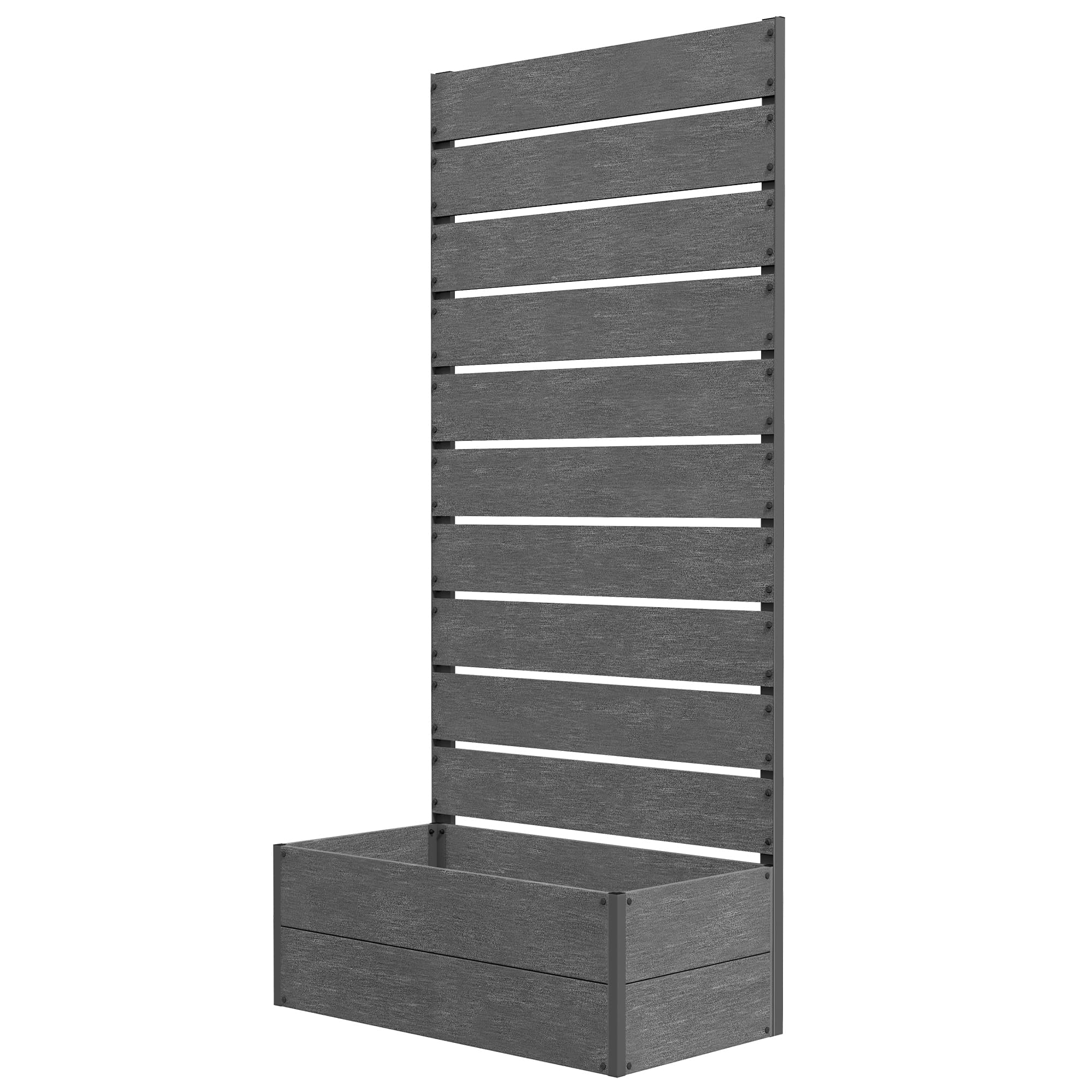 Outsunny Garden Planter with Trellis - 2-in-1 Design Wooden Planter Box Aluminium Frame And Wood-plastic Panels, Grey | Aosom UK