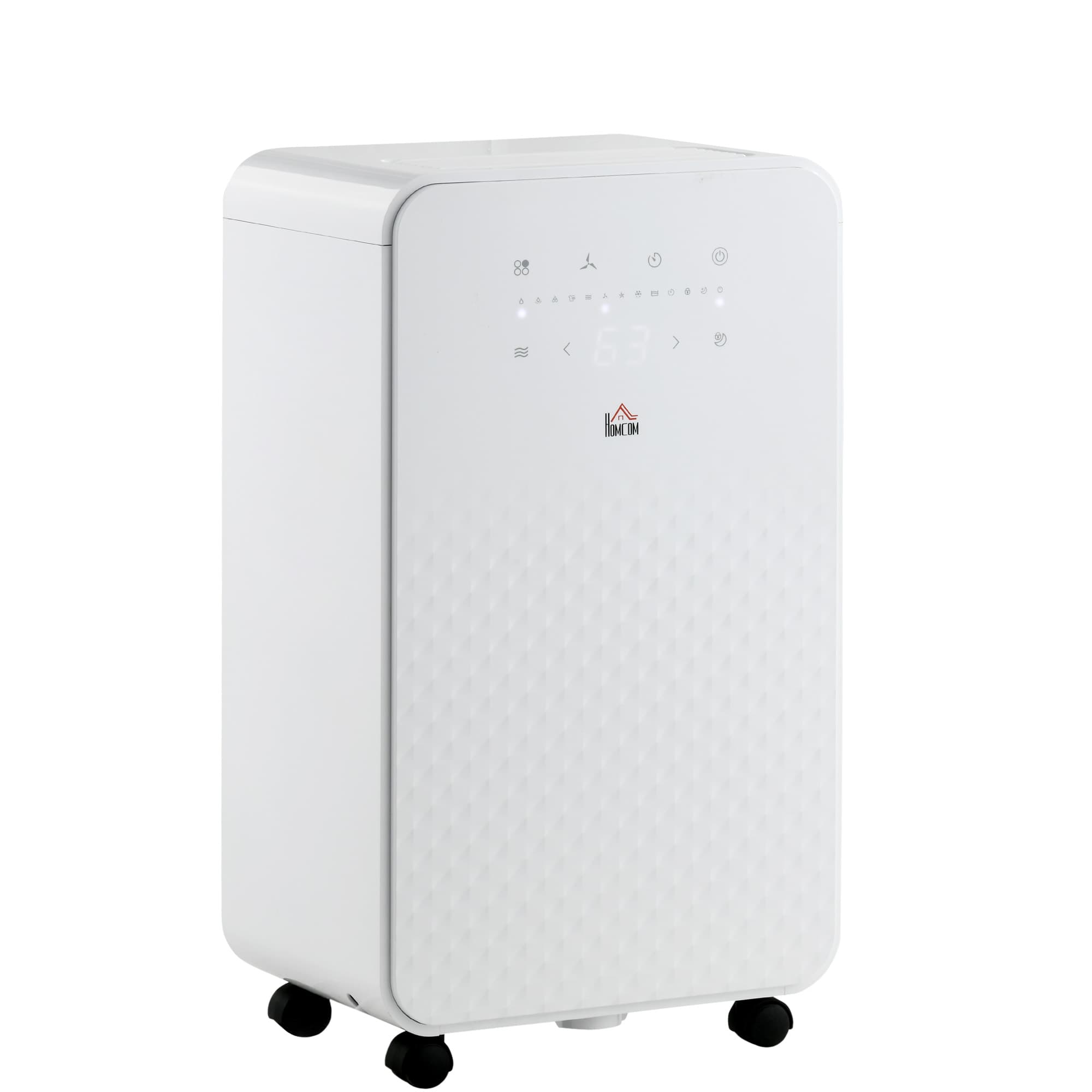 HOMCOM 10L/Day Quiet Low-Energy Dehumidifier, with 24H Timer, 5 Modes, Filtration System, for Home Laundry, White | Aosom UK