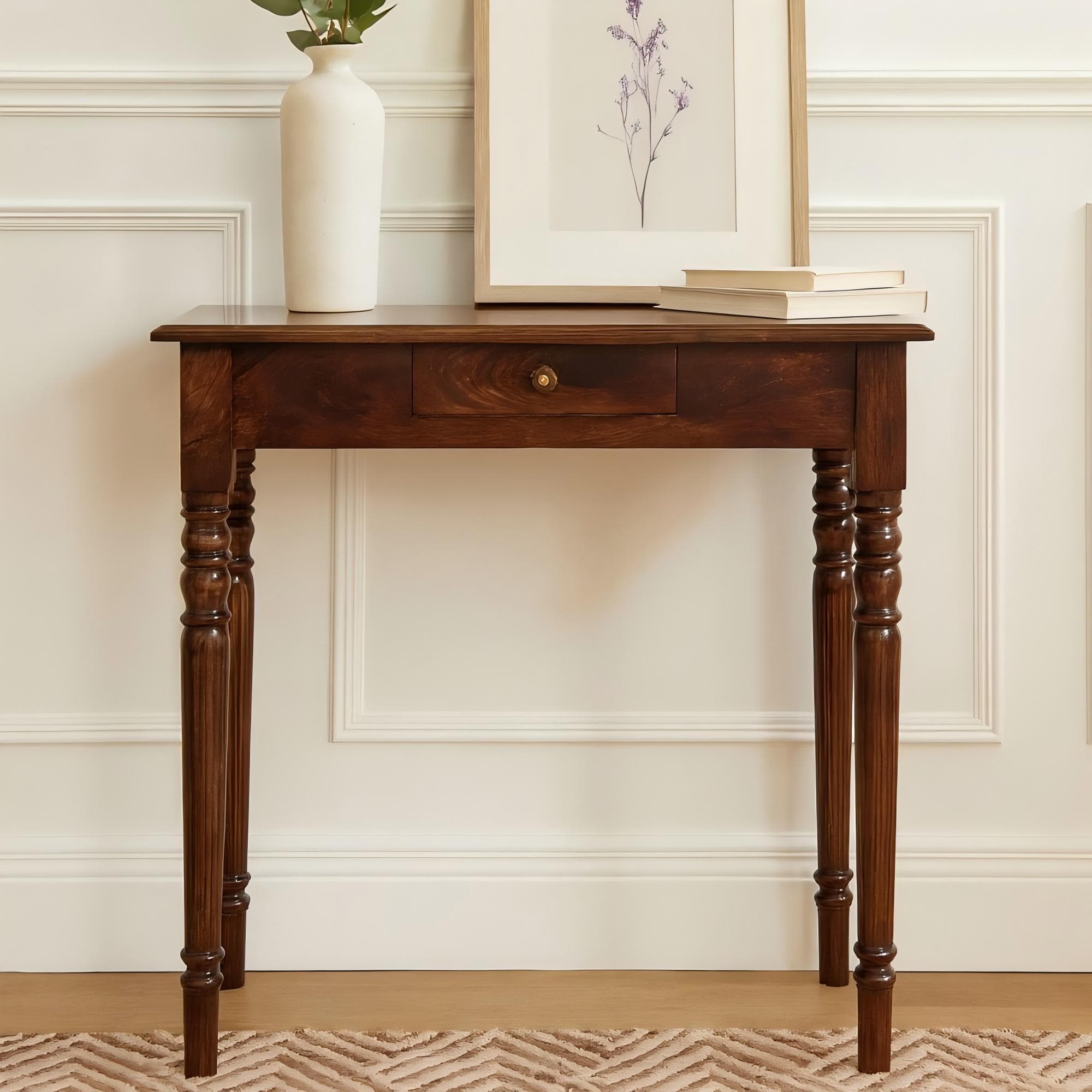 Solid Wood California Walnut Bedside Cabinet with Spacious Drawer, Bedside Table with Solid Construction, 45L x 80W x 78H cm, Brown | Aosom UK