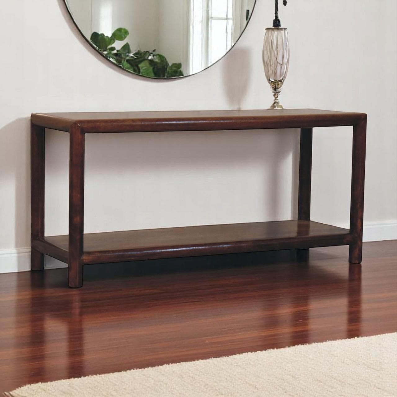 Wood Bench with Open-Slot Storage, Wooden Window Seat with Storage Shelf, Footstool for Living Room, Entryway, Brown | Aosom UK