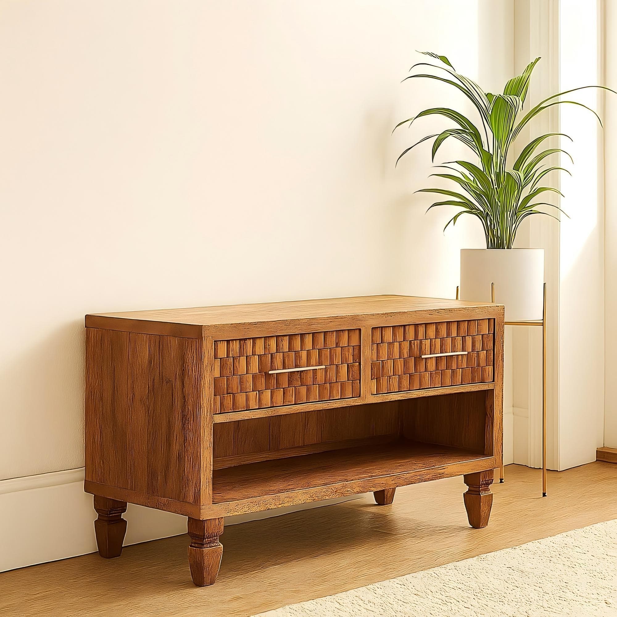 Wood Shoe Storage Storage Bench, Acid-Wash Distressed Finish, Shoe Storage Unit with 2 Drawers & Shelves, Brown | Aosom UK