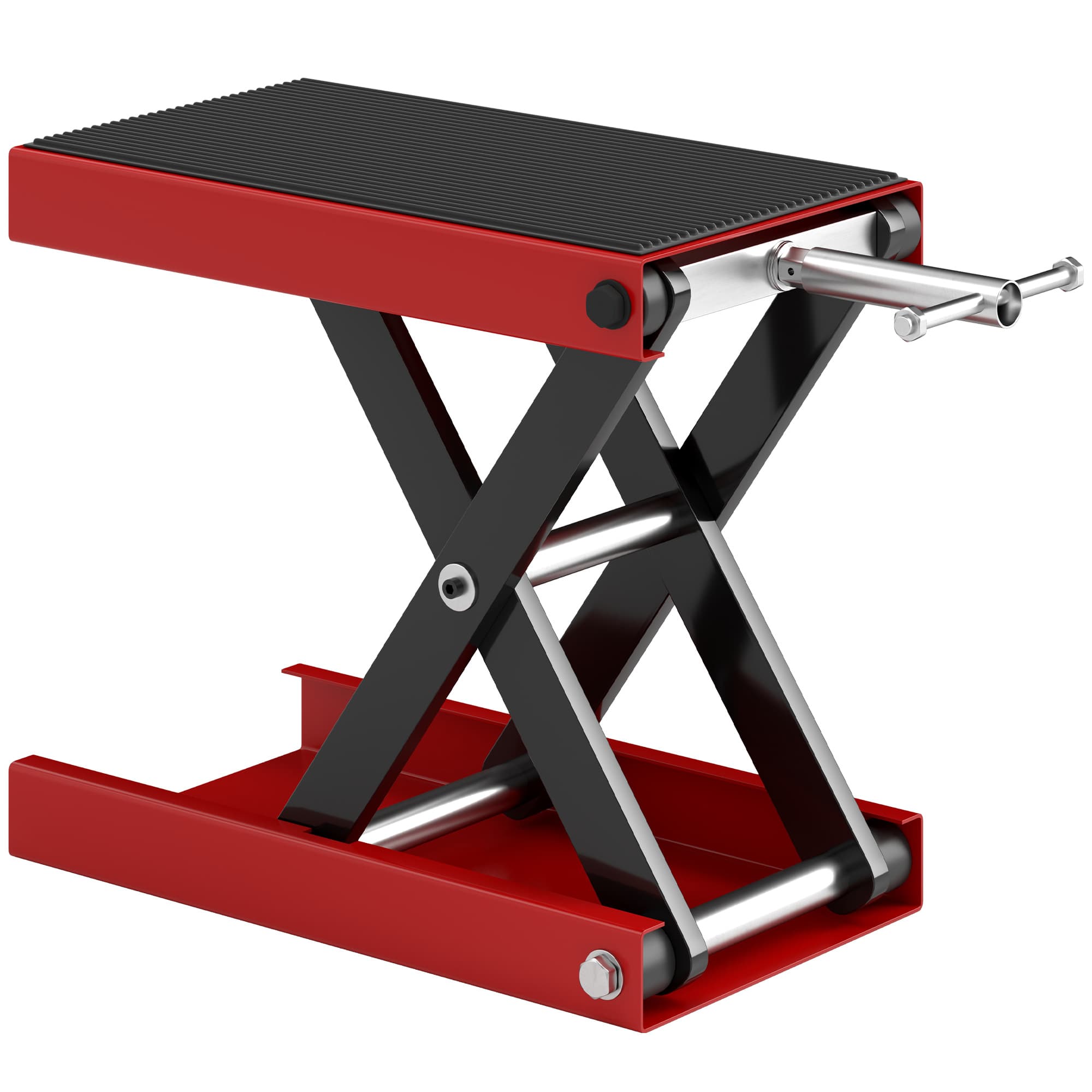 DURHAND Steel Manual Repair Motorcycle Lift Platform Red