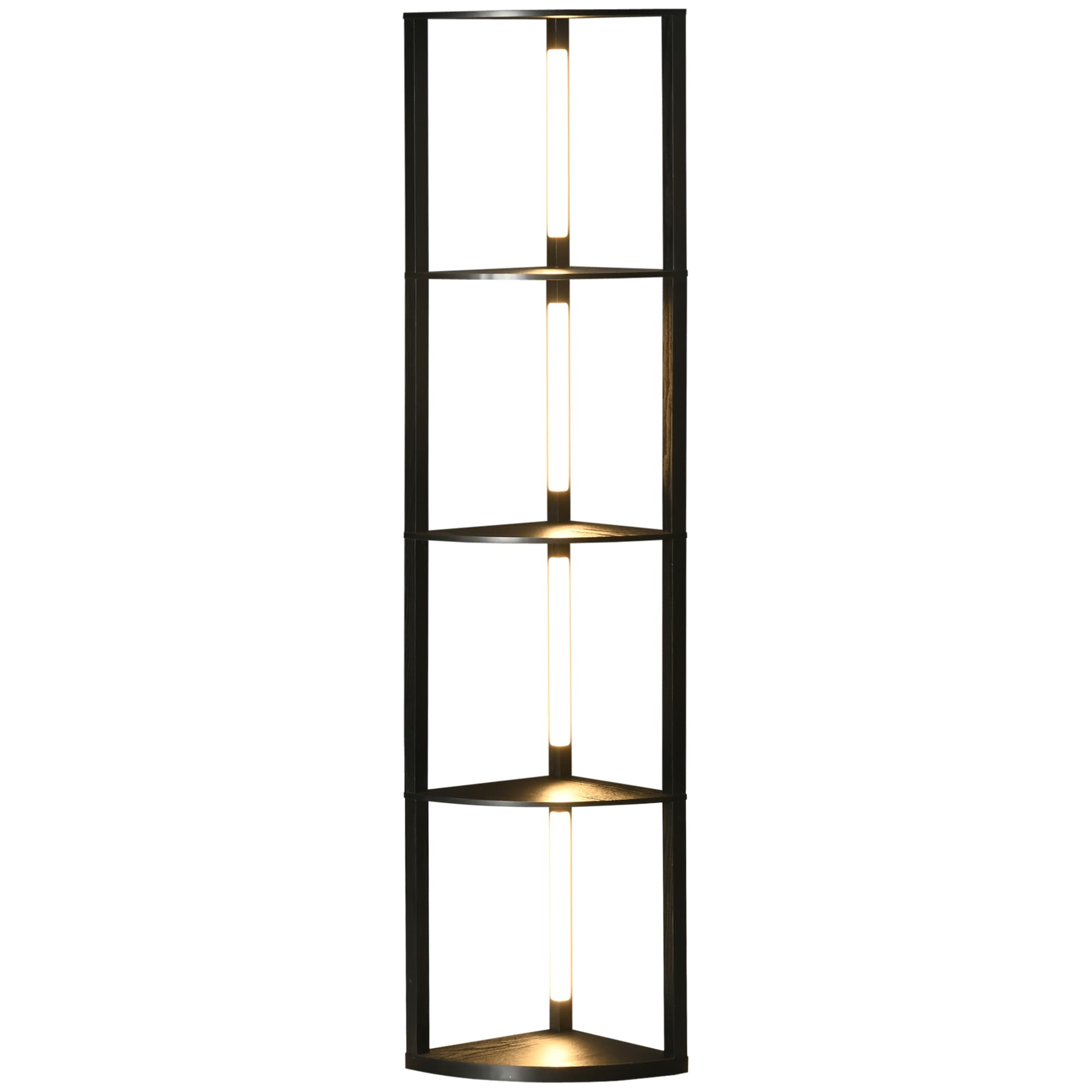 HOMCOM Corner Floor Lamp for Living Room Bedroom with Dimmable Warm White LED Light, Modern Tall Standing Lamp, Black | Aosom UK