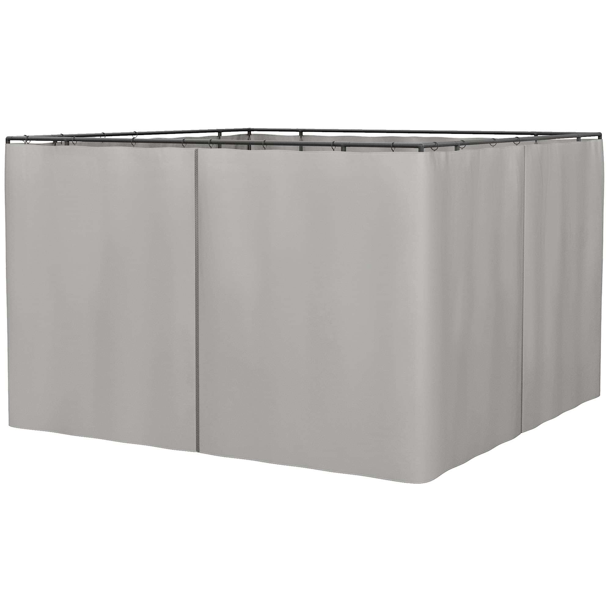 Outsunny 3 x 3(m) Universal Gazebo Sidewall Set with 4 Panels, Hooks/C-Rings Included for Pergolas & Cabanas, Light Grey | Aosom UK