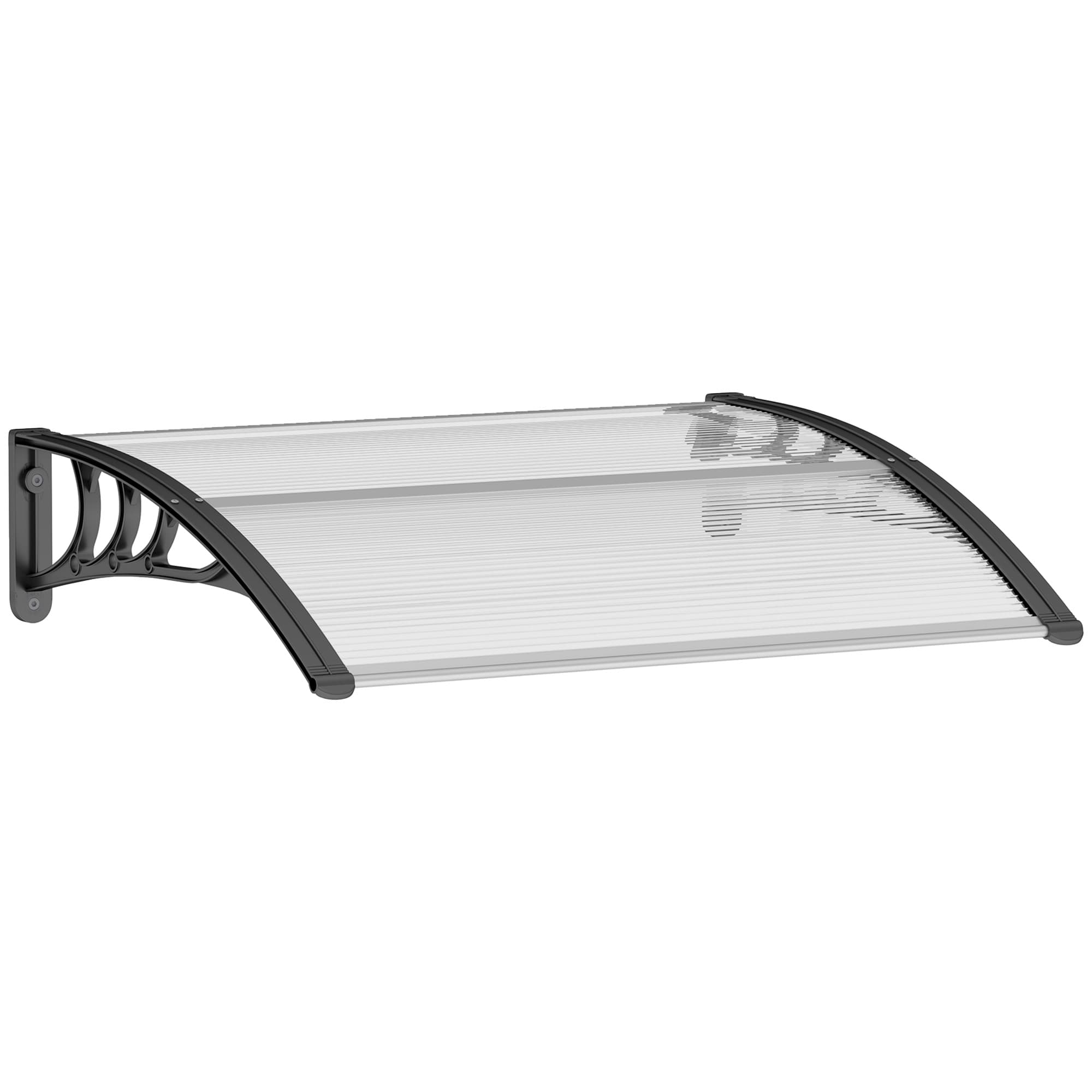 Outsunny Curved Window Door Canopy Aluminium Rigid Plastic Polycarbonate Fixed Outdoor Awning Modern Design UV Water Rain Resist