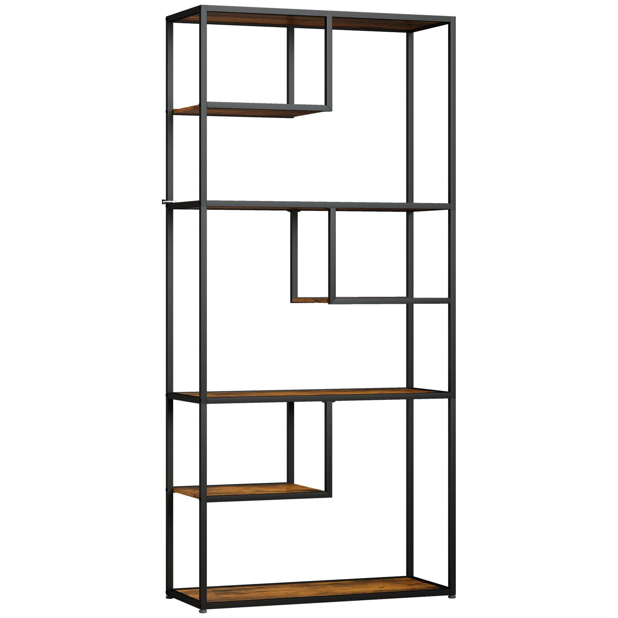 HOMCOM Industrial Bookcase Shelf, 7 Tier Metal Shelving, Storage Shelves for Living Room, Home Office, Bedroom, Rustic Brown | Aosom UK