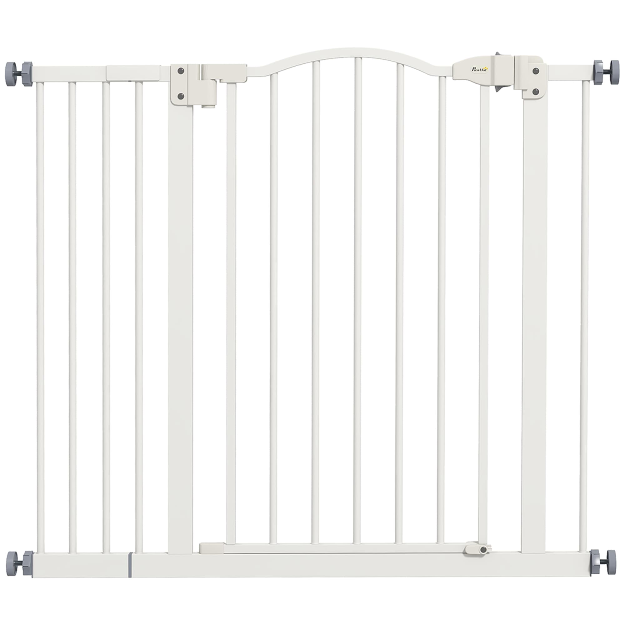 PawHut Adjustable Safety Pet Gate, Metal, Auto-Close Feature, Pressure Mount, 74-94cm, White | Aosom UK