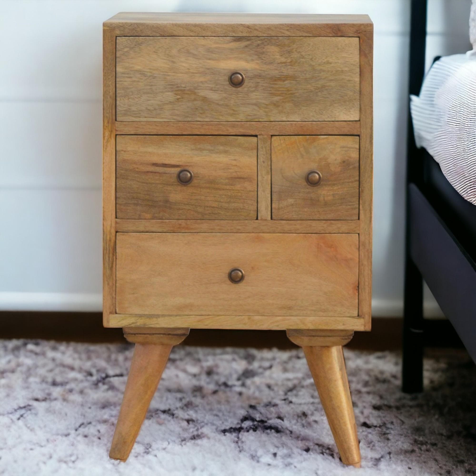 Solid Wood Wall-Mounted Rounded Bedside Table with Drawer, Nordic-Inspired Minimalist Design, Desk for Bedroom, 30L x 36W x 60H cm, Brown | Aosom UK