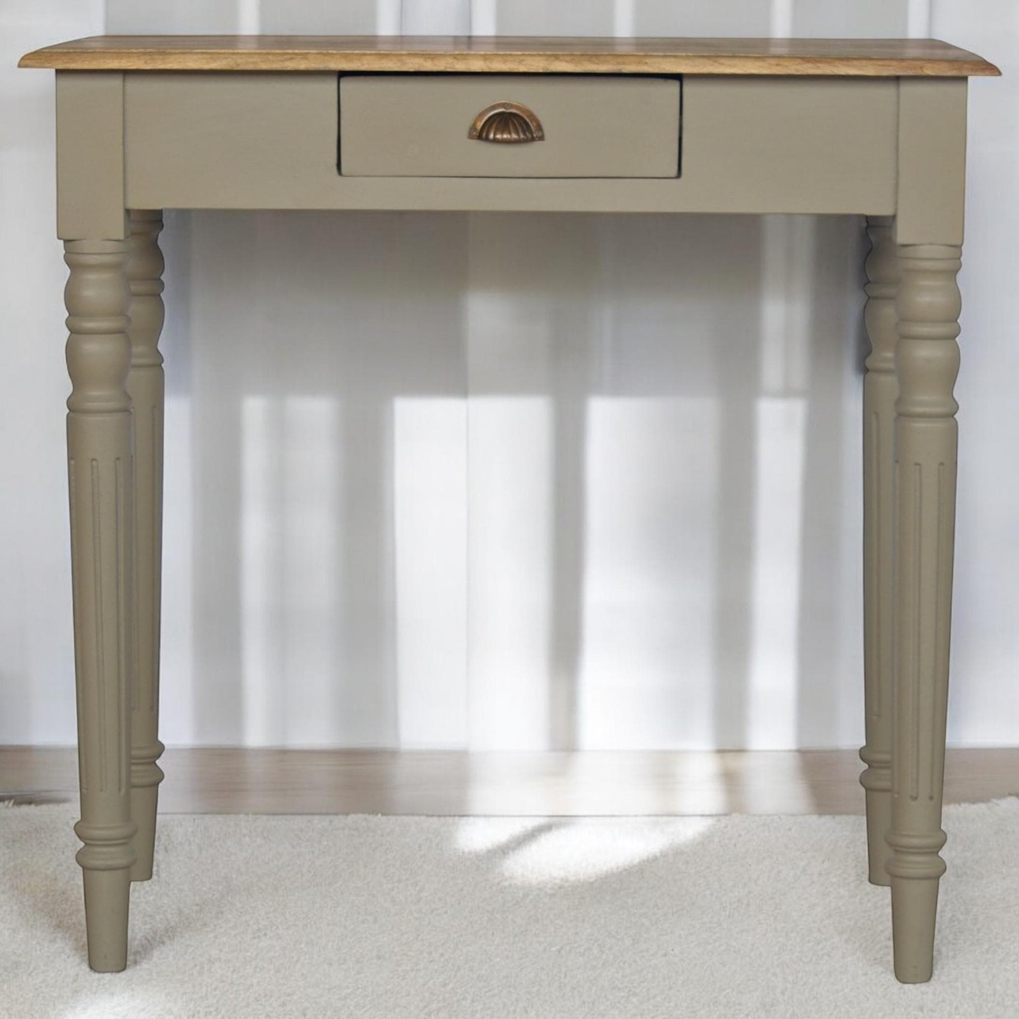 Solid Wood Hand-Painted Writing Desk with Stain-Based Finish, Writing Table with Drawer and Generous Worktop, 45L x 80W x 78H cm, Brown | Aosom UK
