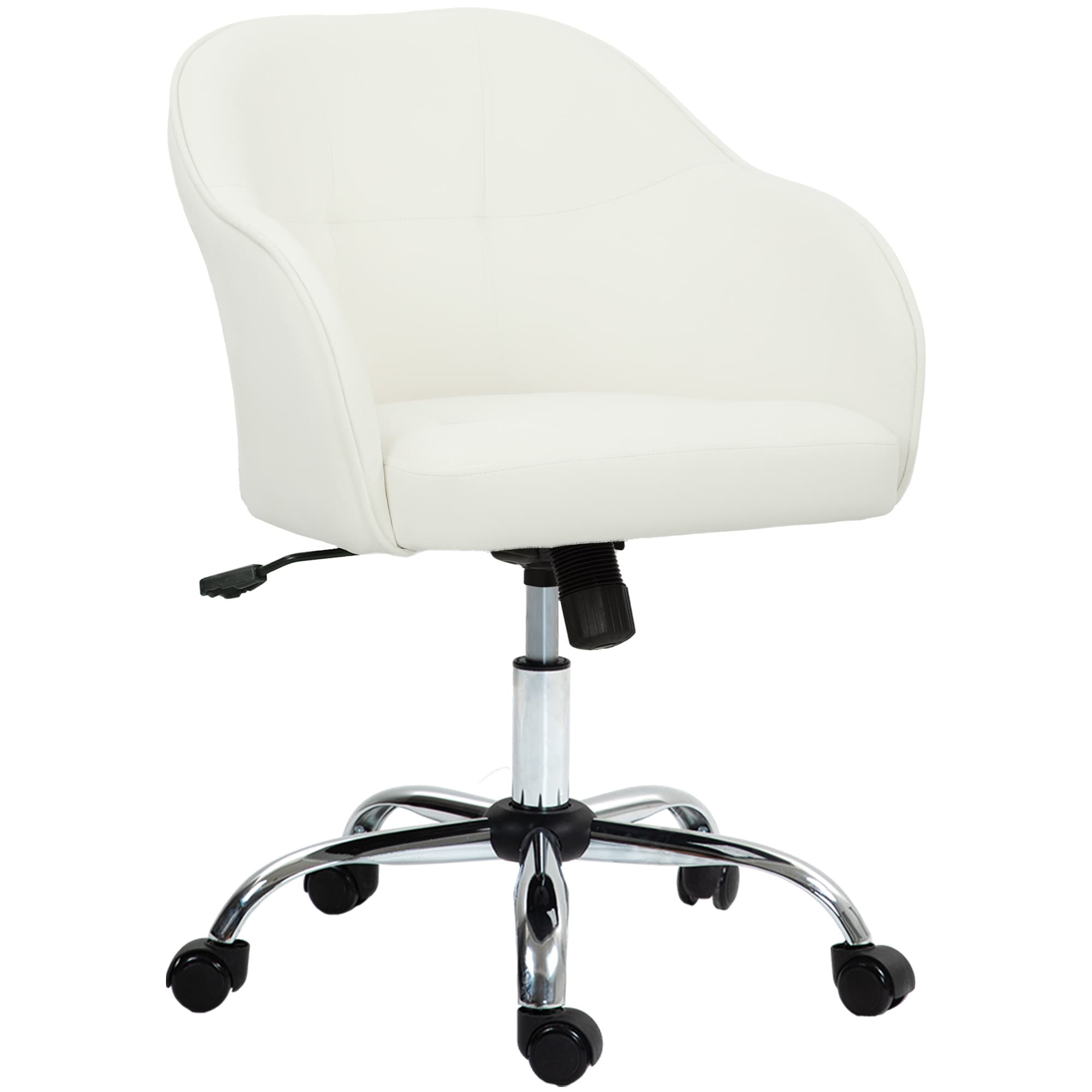 HOMCOM Velvet-feel Swivel Office Chair - Cream