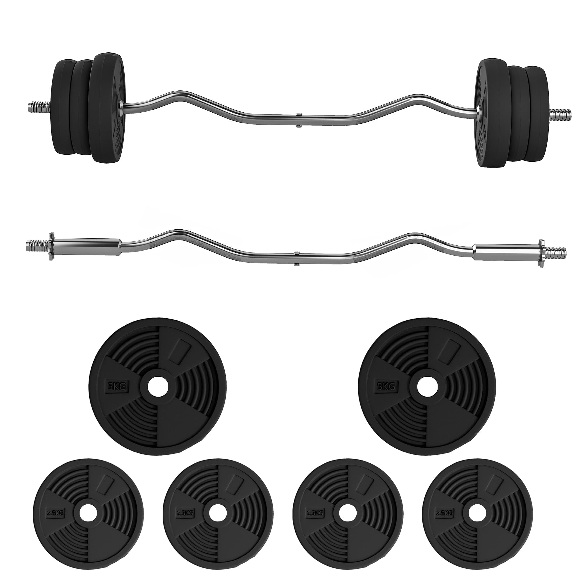 SPORTNOW 25kg Barbell Set, Adjustable Weights with Curl Bar and Non-slip Handle, for Women and Men Weight Lifting Training | Aosom UK