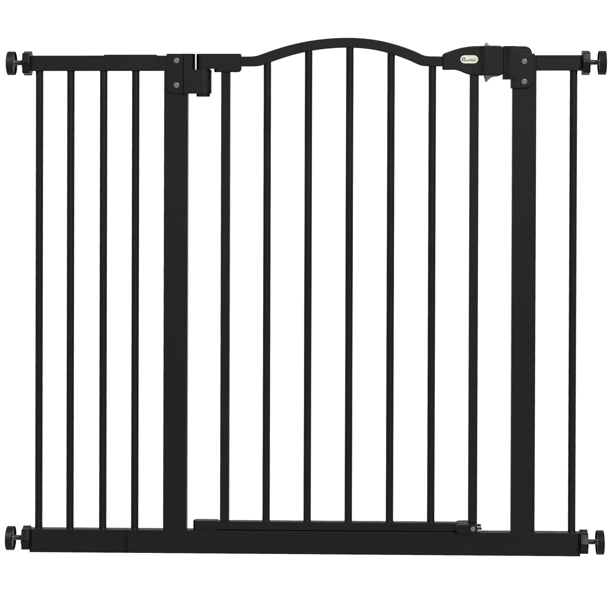 PawHut Metal 74-94cm Adjustable Pet Gate Safety Barrier w/ Auto-Close Door Black | Aosom UK