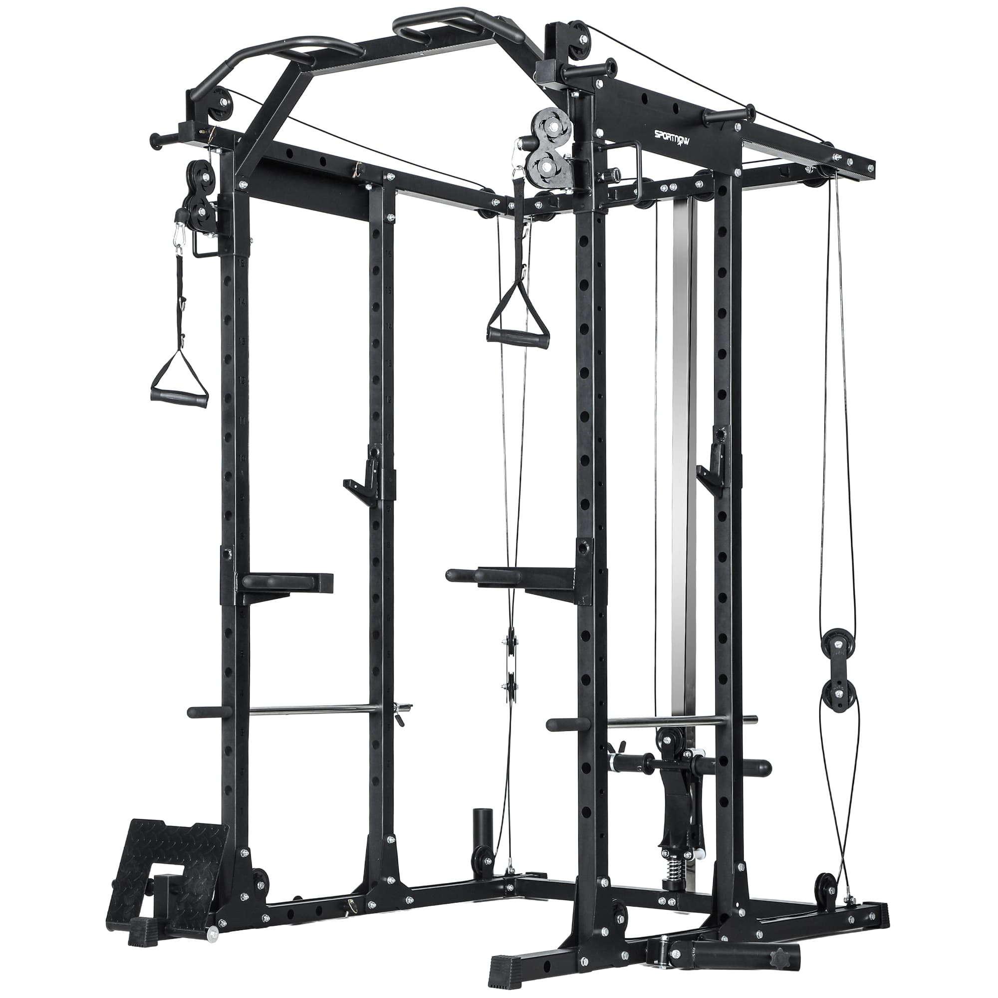 SPORTNOW Lat Pull Down Machine with Cable Crossover System, Black | Aosom UK