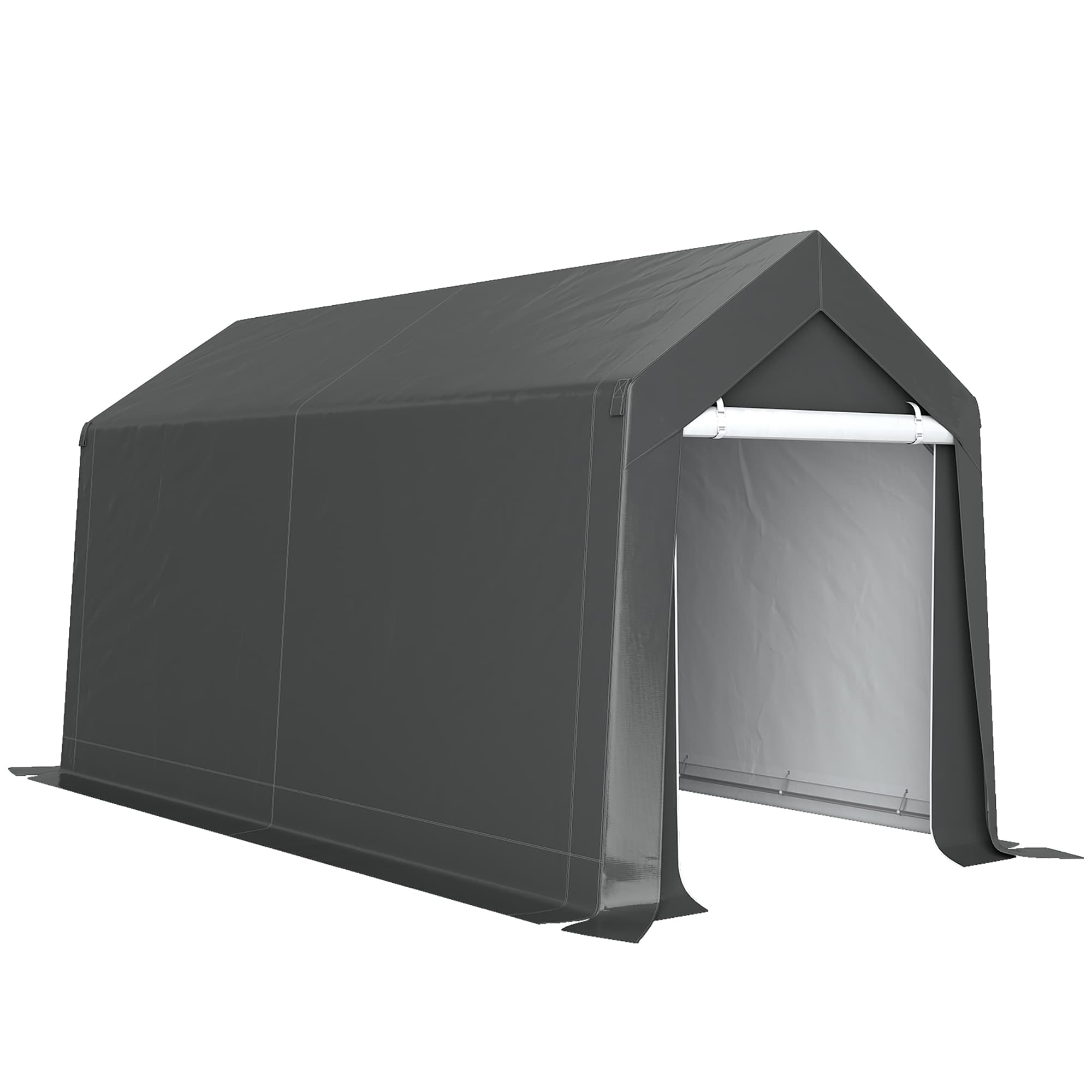Outsunny Portable Shed, Garden Storage Shed with Window and Door for Motorcycles, Bicycles, 3.6 x 2.1m, Dark Grey | Aosom UK