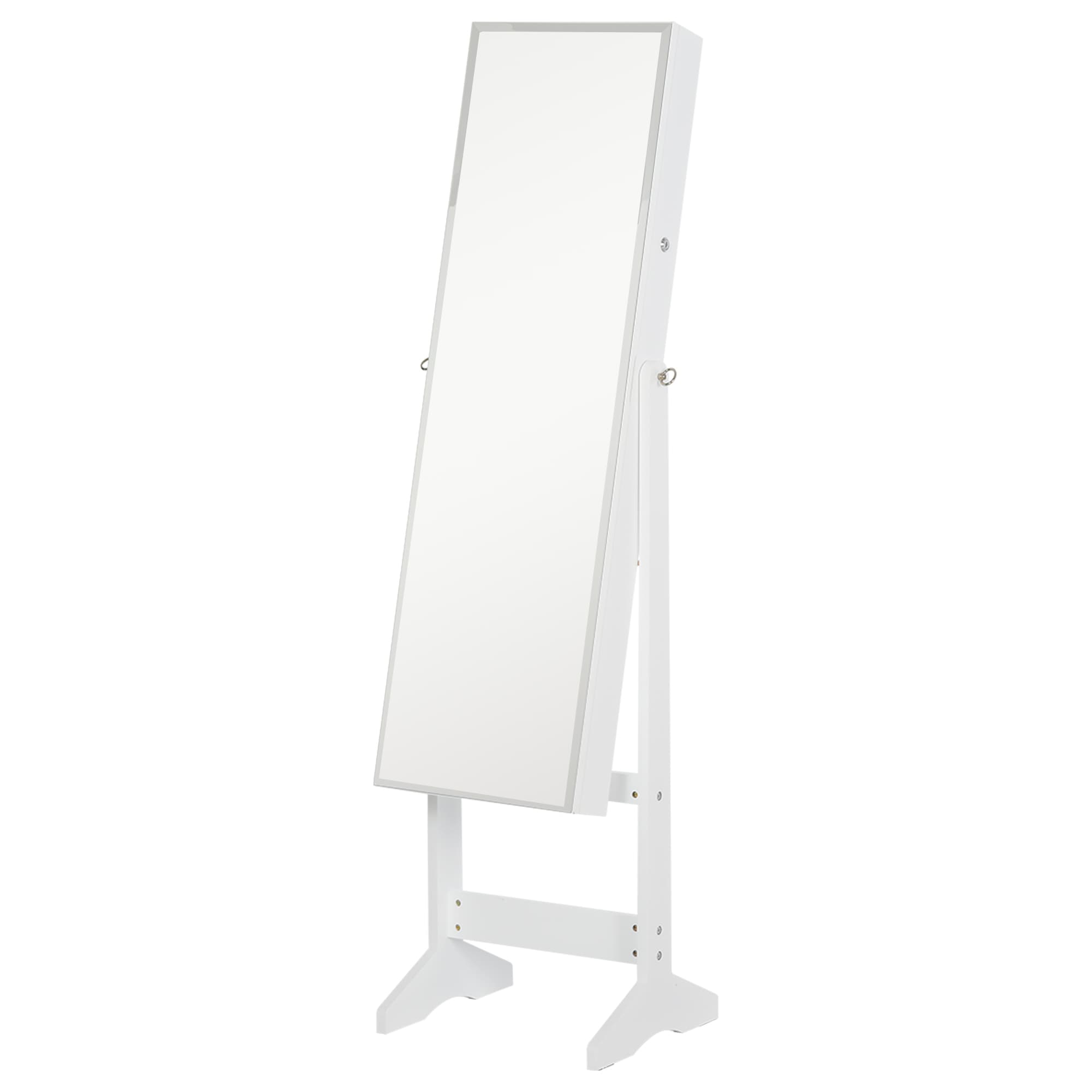 HOMCOM Jewelry Cabinet Standing Mirror Full Length Makeup Lockable Armoire Storage Organizer White | Aosom UK