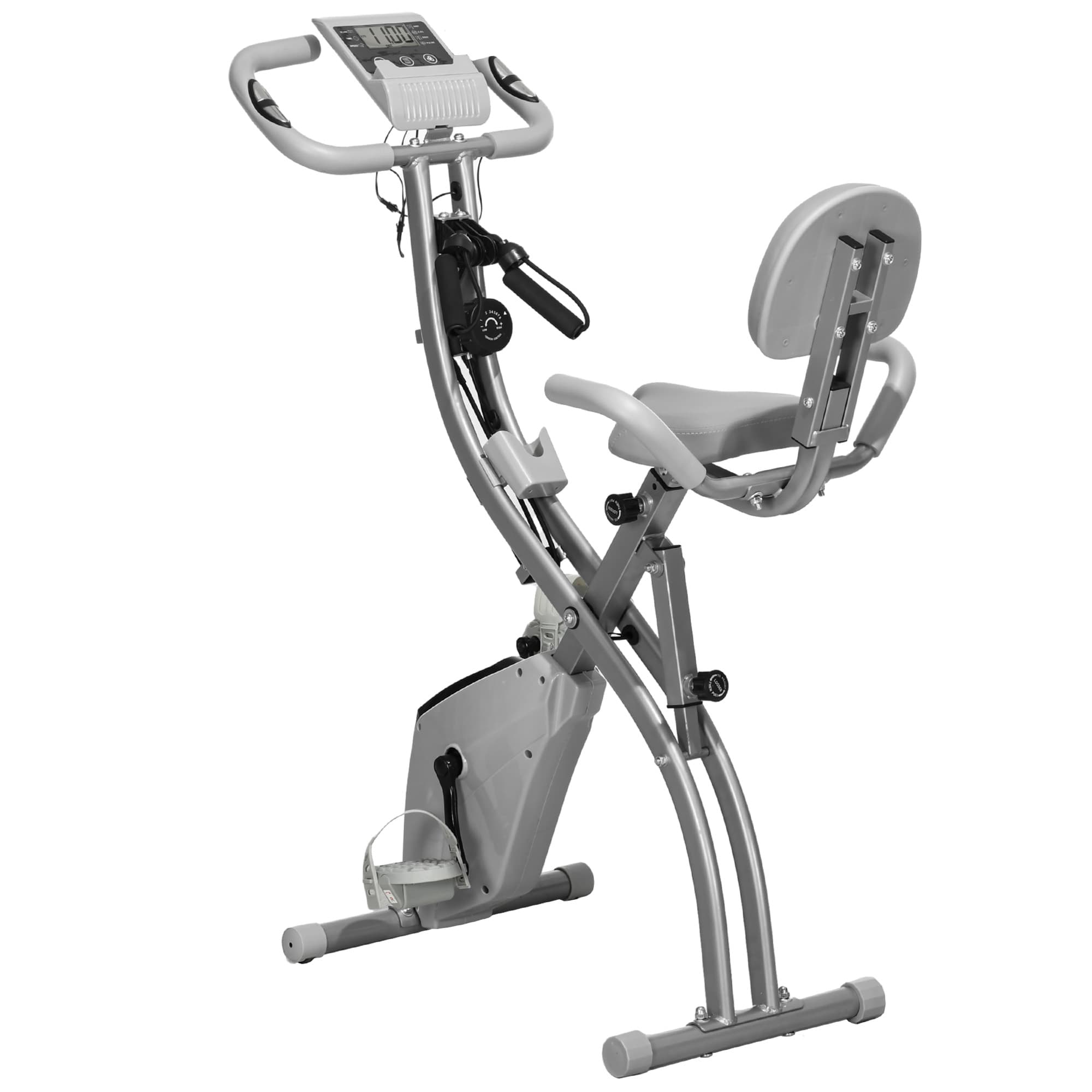 HOMCOM 2-in-1 Foldable Exercise Bike Recumbent Stationary Bike 8-Level Adjustable Magnetic Resistance with Pulse Sensor LCD Display | Aosom UK