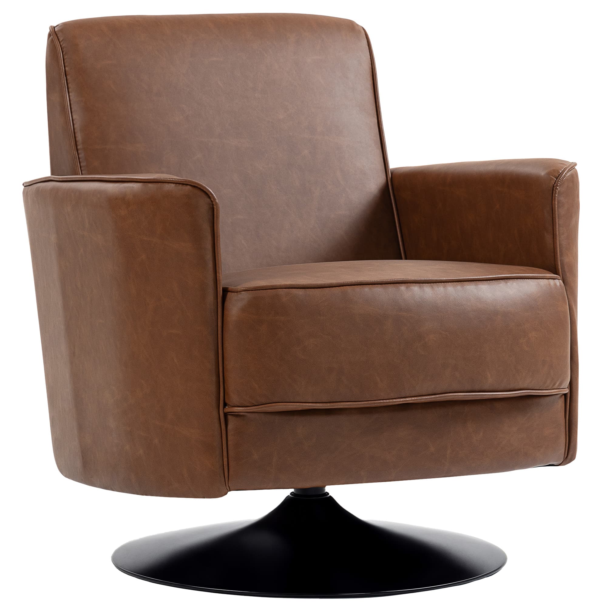 HOMCOM Upholstered Swivel Accent Chair with 20cm Thick Padding, Swivel Armchair with Pocket Spring seat support, Brown | Aosom UK