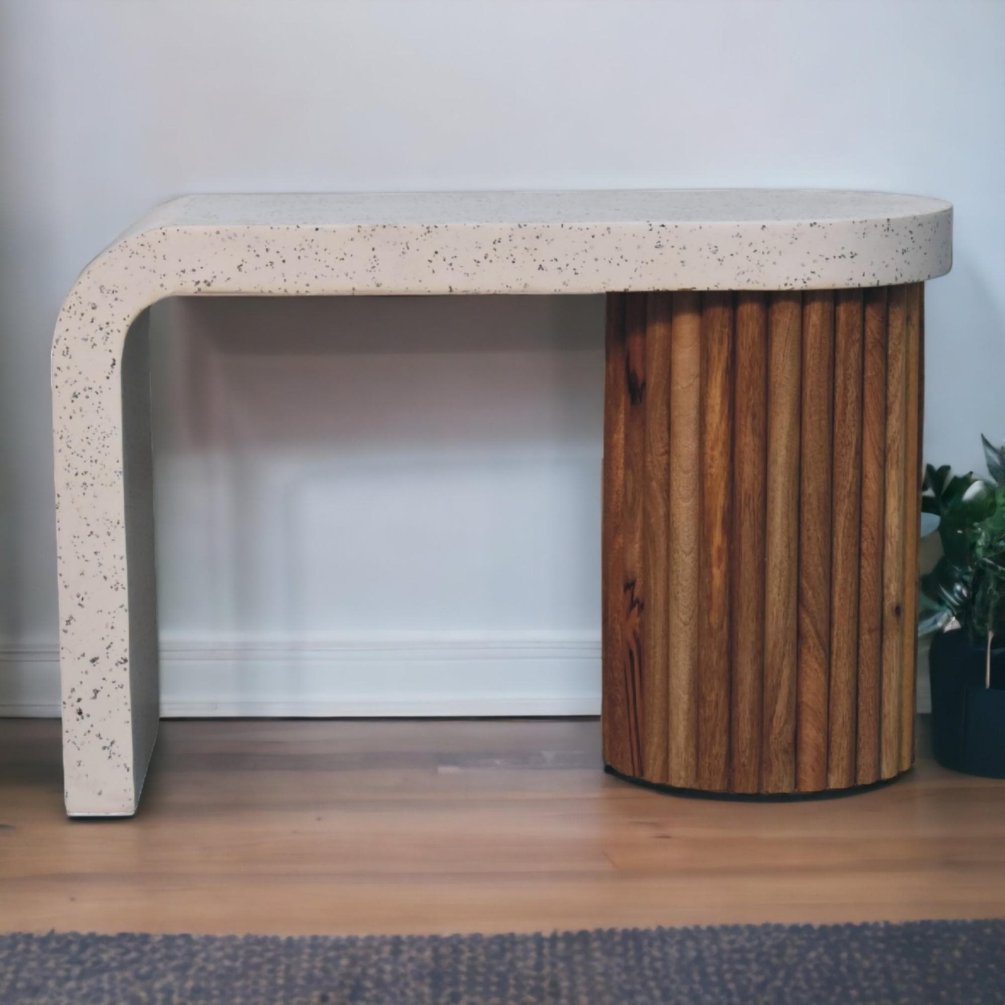 Solid Mango Wood Coffee Table with Artisan Finish, Hand‑painted Terrazzo Top, Durable Desk for Living Room, 30L x 70W x 45H cm, Brown | Aosom UK