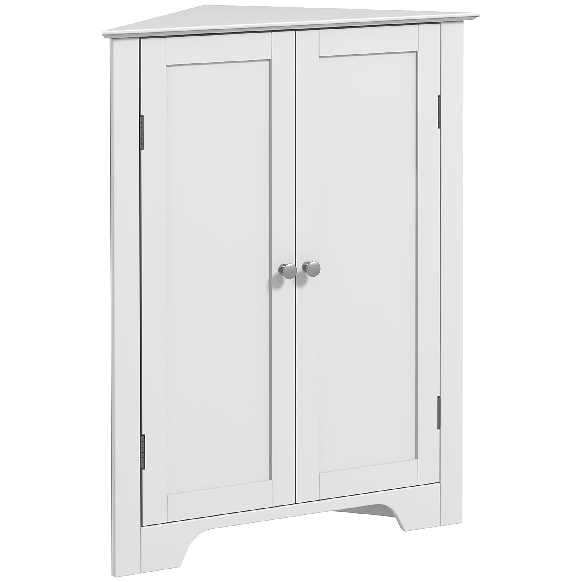 kleankin Triangle Bathroom Cabinet, Corner Bathroom Storage Unit with Adjustable Shelf and Recessed Door, Free Standing, White | Aosom UK