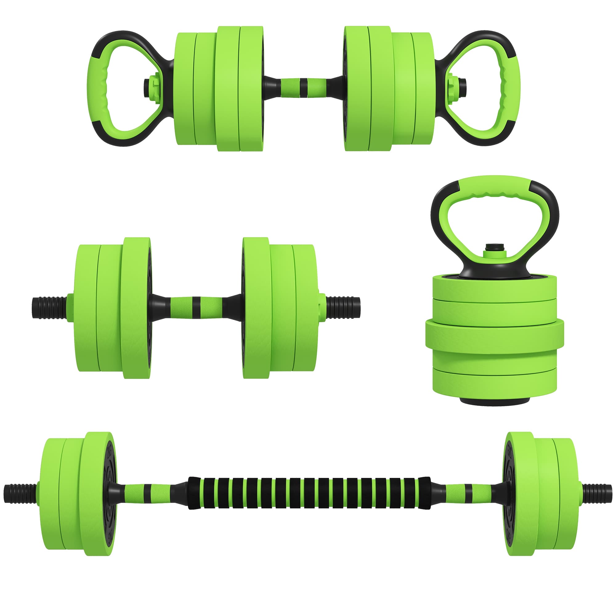 SPORTNOW 4-in-1 Adjustable Weight Dumbbells Set, Used as Barbell, Kettlebell, Push up Stand, Free Weights Set for Home Gym Training, 20KG | Aosom UK