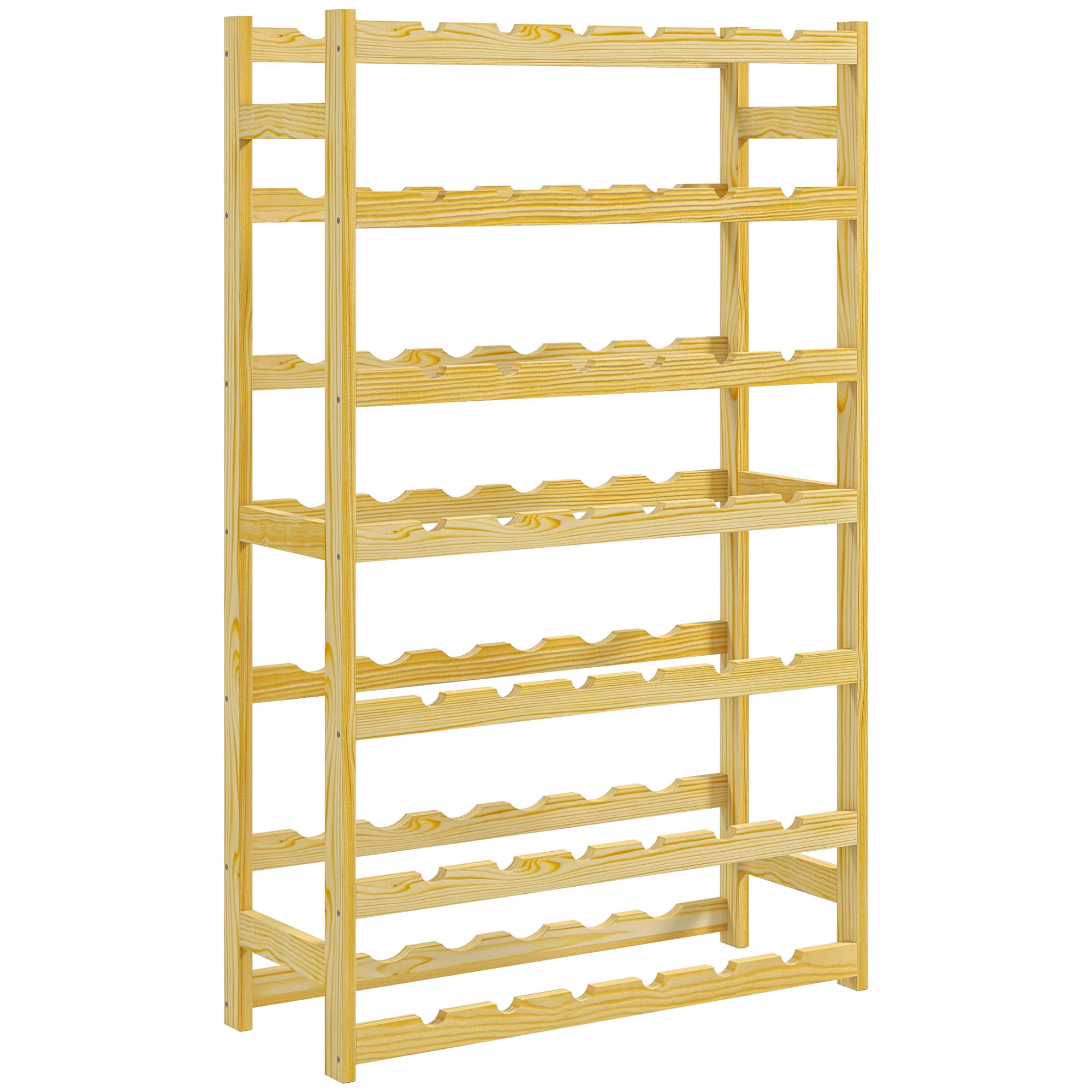 HOMCOM 42-Bottle Wooden Wine Rack - Natural Finish | Aosom UK