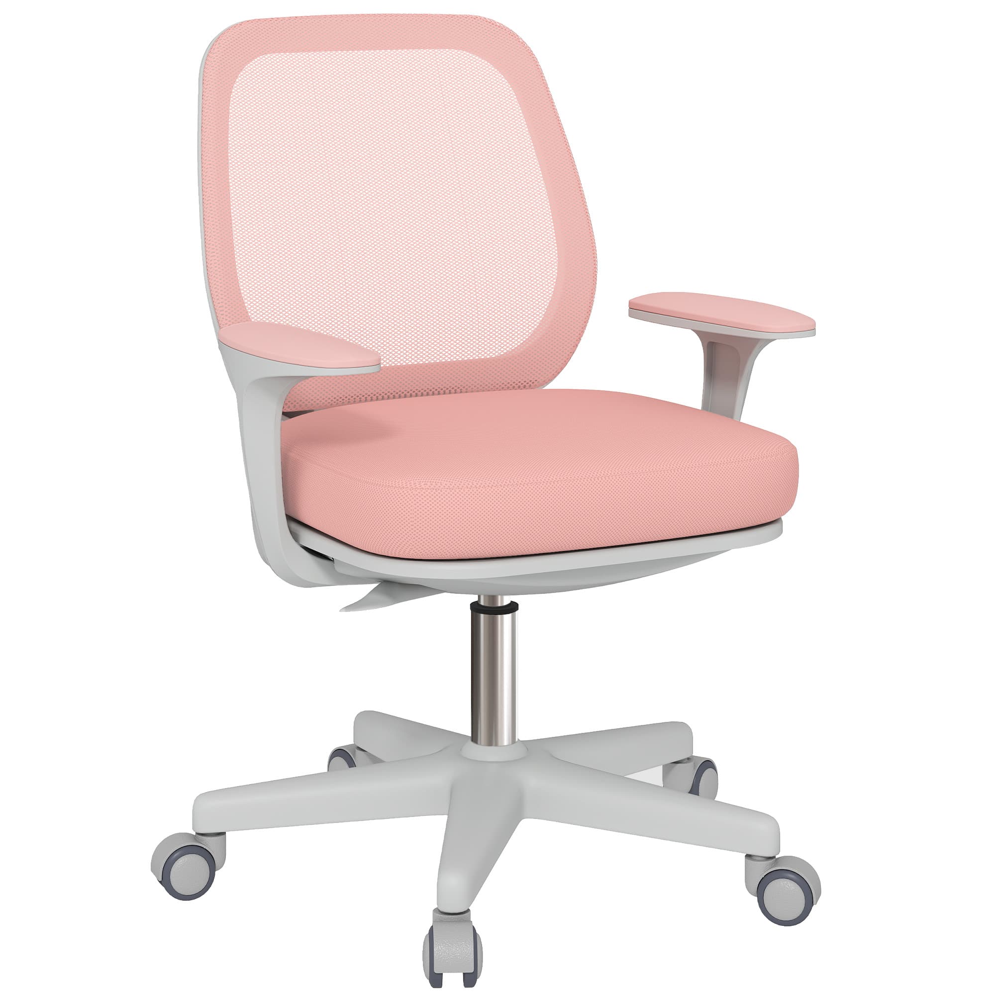 Vinsetto Office Chair, Breathable Mesh Swivel Desk Chair with Adjustable Height and  360° Swivel Security Wheels for Home Office, Study, Pink