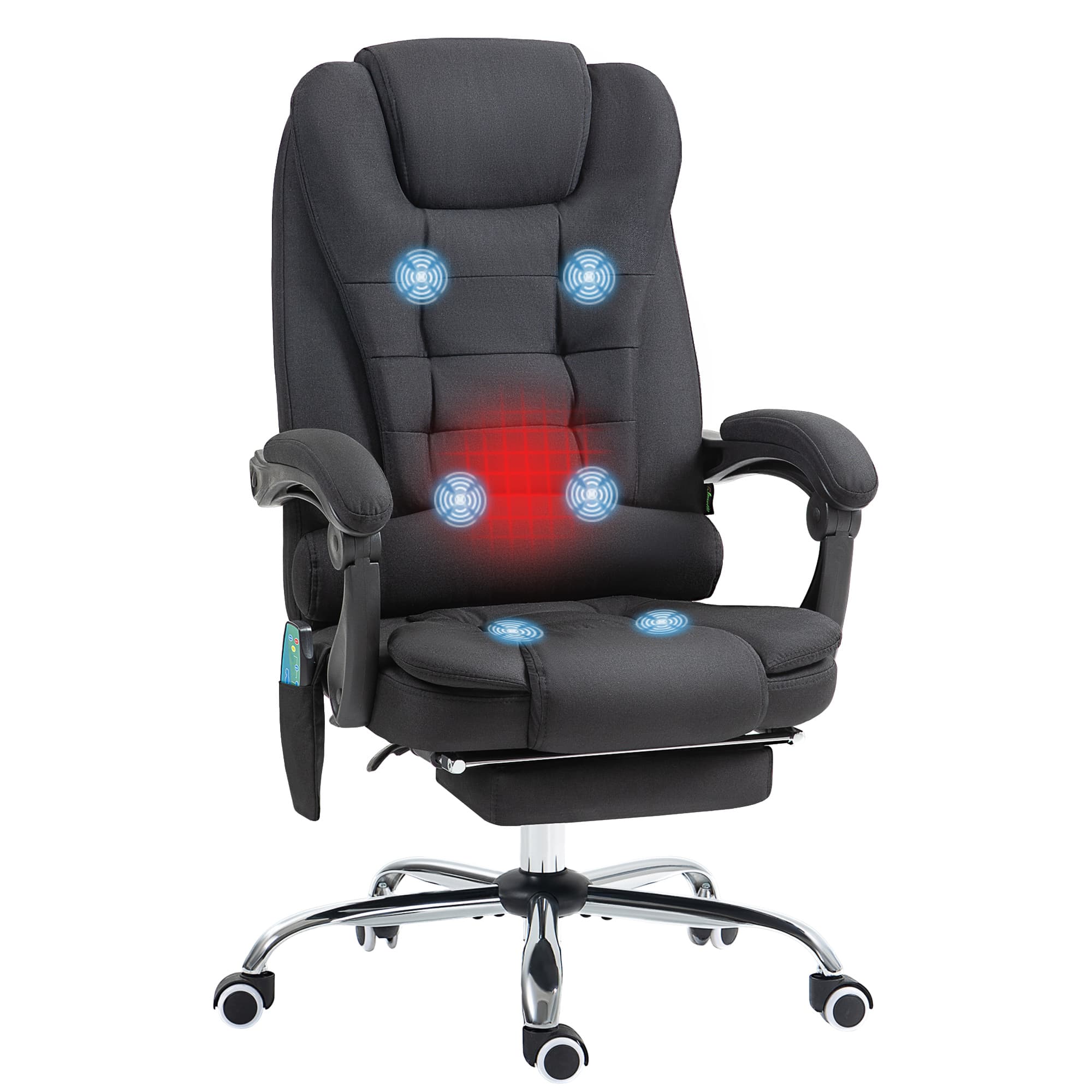 Vinsetto Executive Office Chair, 6-Zone Heated Massage, Ergonomic Recliner Desk Chair with Adjustable Footrest, Cat Scratch Anti, Black | Aosom UK