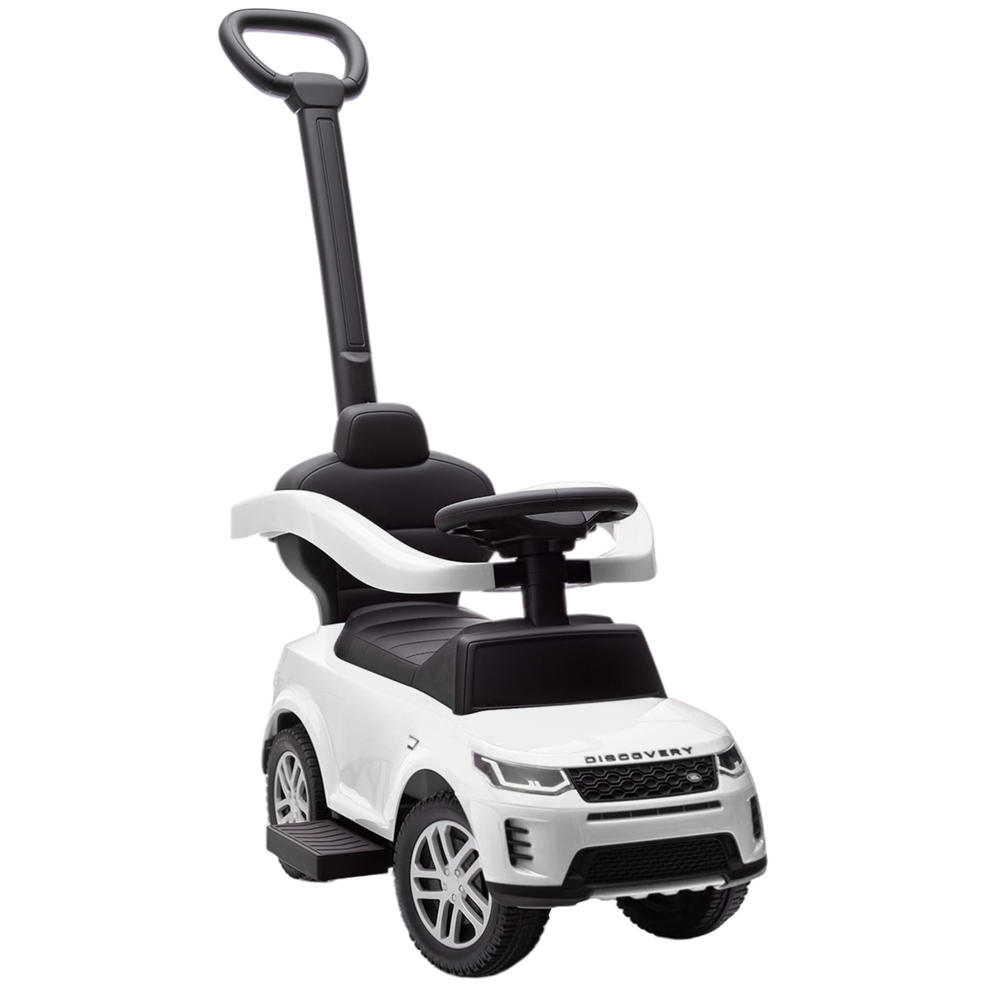 AIYAPLAY LAND ROVER DISCOVERY Licensed Baby Push Car, 2-in-1 Ride on Car with Push Handle and Safety Guardrail, White
