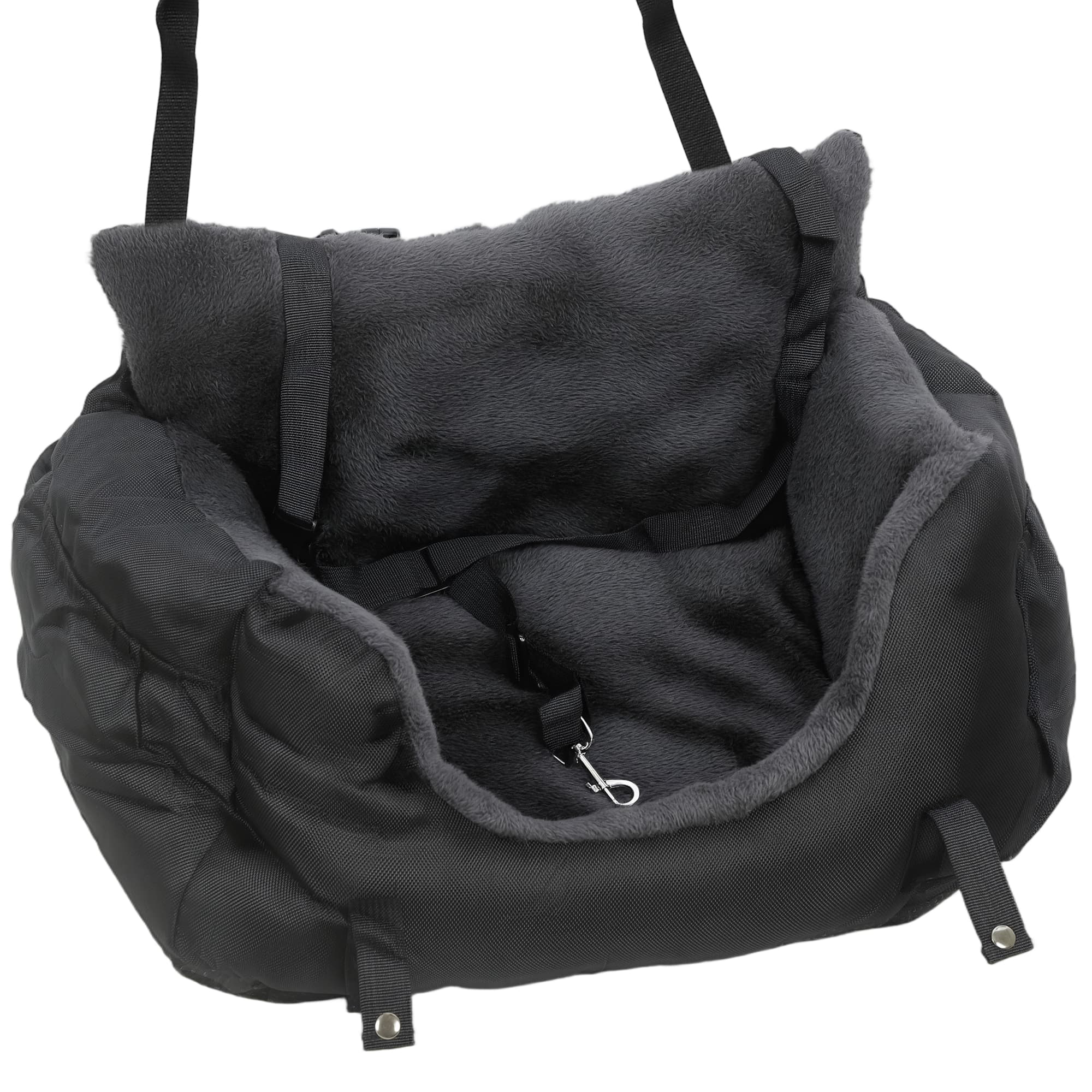 PawHut Dog Car Seat for Small Dogs with Fixed Buckle, Safety Leash, Washable Cover, 58 x 45 x 28 cm, Black