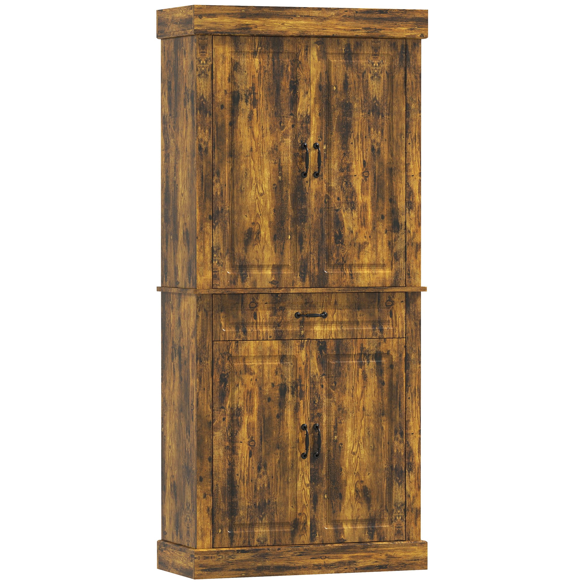 HOMCOM Tall Kitchen Cupboard, Kitchen Pantry Cabinet with Drawer, Shelves, Brown | Aosom UK