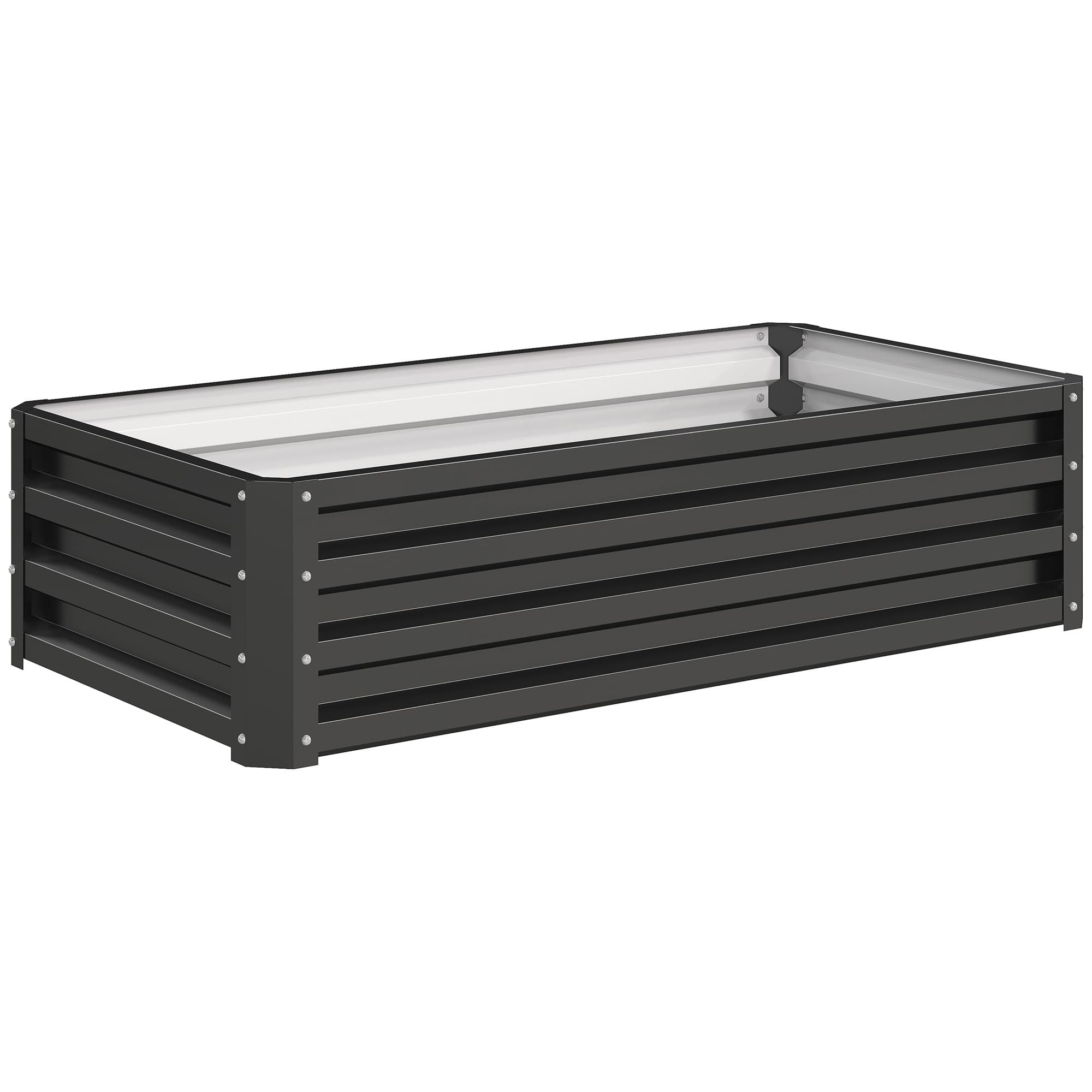 Outsunny Galvanised Raised Garden Beds: Outdoor Herb & Vegetable Planters for Patio, Backyard & Balcony, Grey | Aosom UK