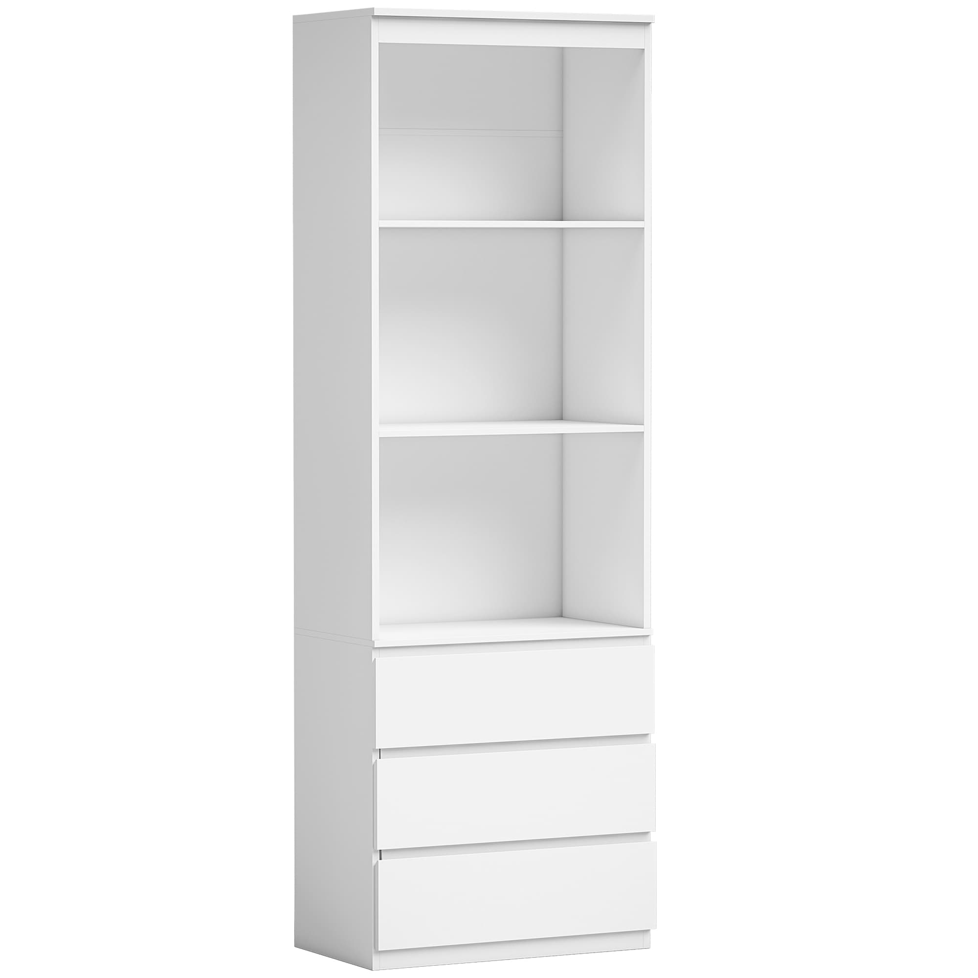 HOMCOM 180cm Tall Bookcase, with Shelves and Drawers - White | Aosom UK