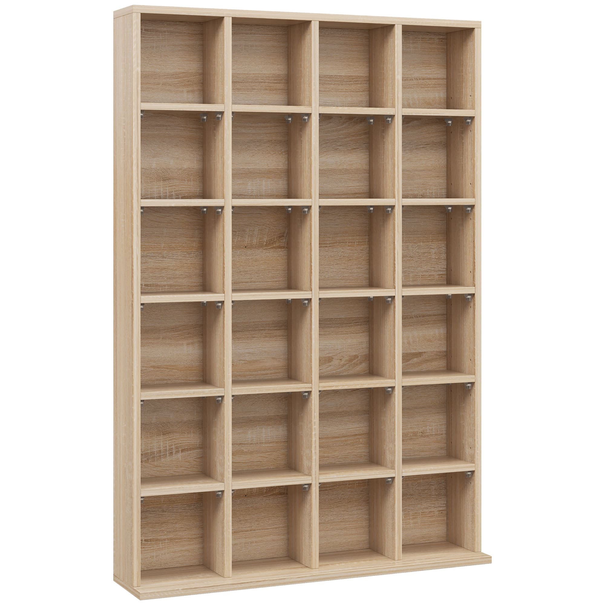 HOMCOM CD Storage Unit with Adjustable Shelves, 89 x 130.5 cm, Natural Wood Finish | Aosom UK