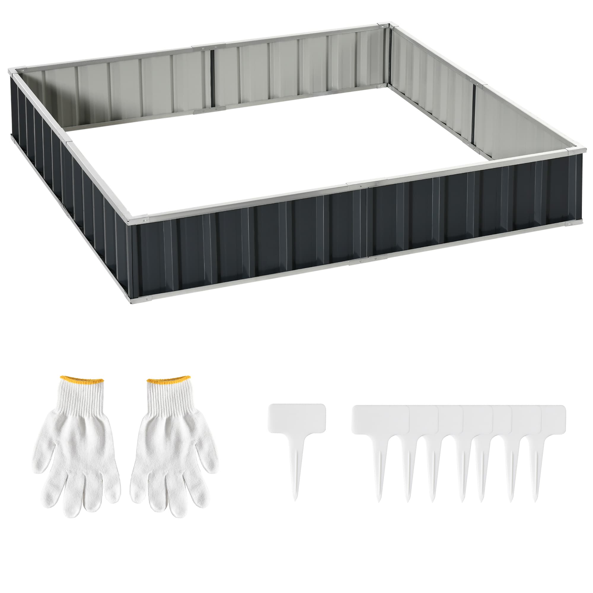Outsunny Metal Raised Garden Bed, DIY Large Steel Planter Box, No Bottom w/ A Pairs of Glove for Backyard, Vegetables, Herbs, 258cmx90cm | Aosom UK