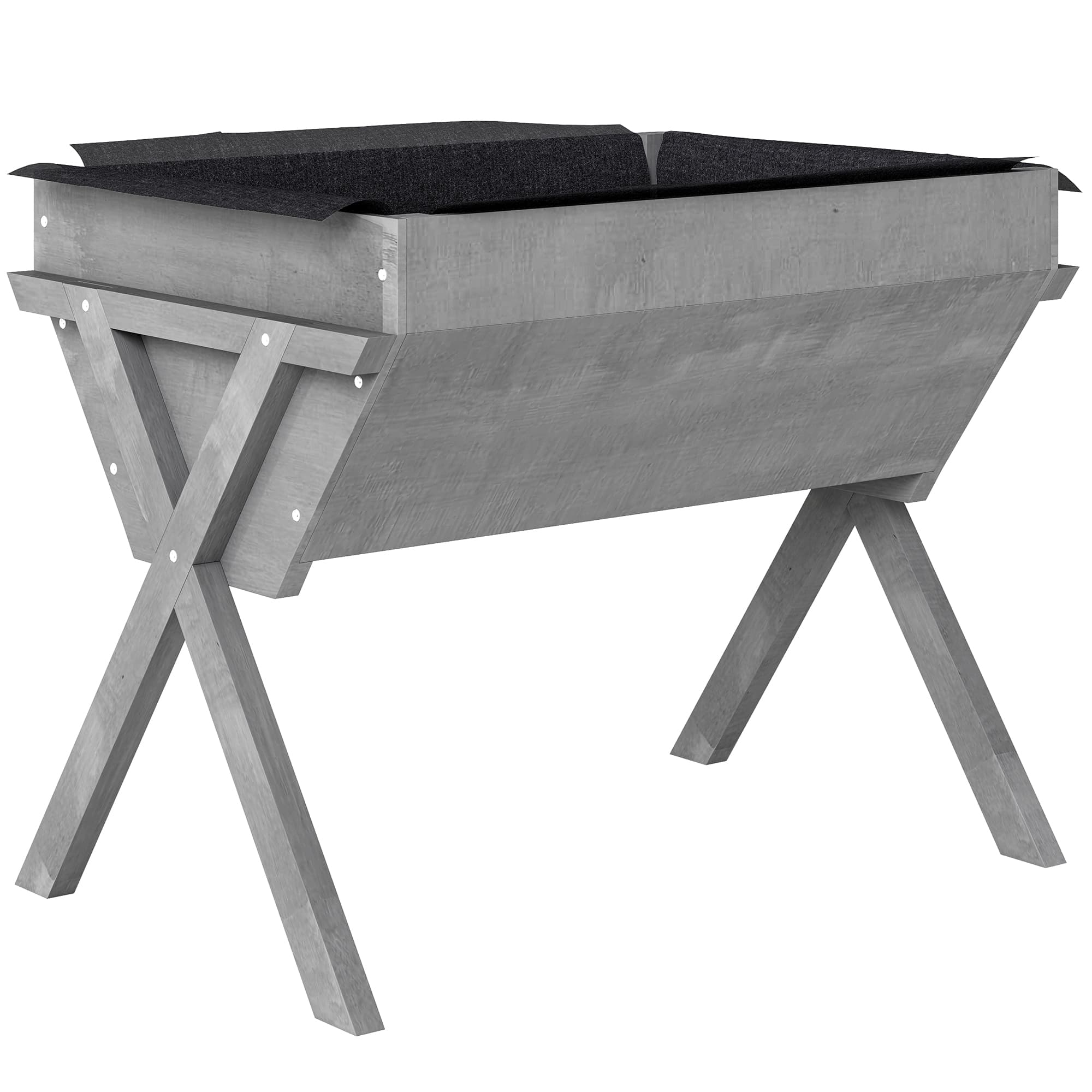 Outsunny Wooden Raised Garden Bed with Bed Liner, Elevated Garden Boxes with Legs, Light Grey | Aosom UK
