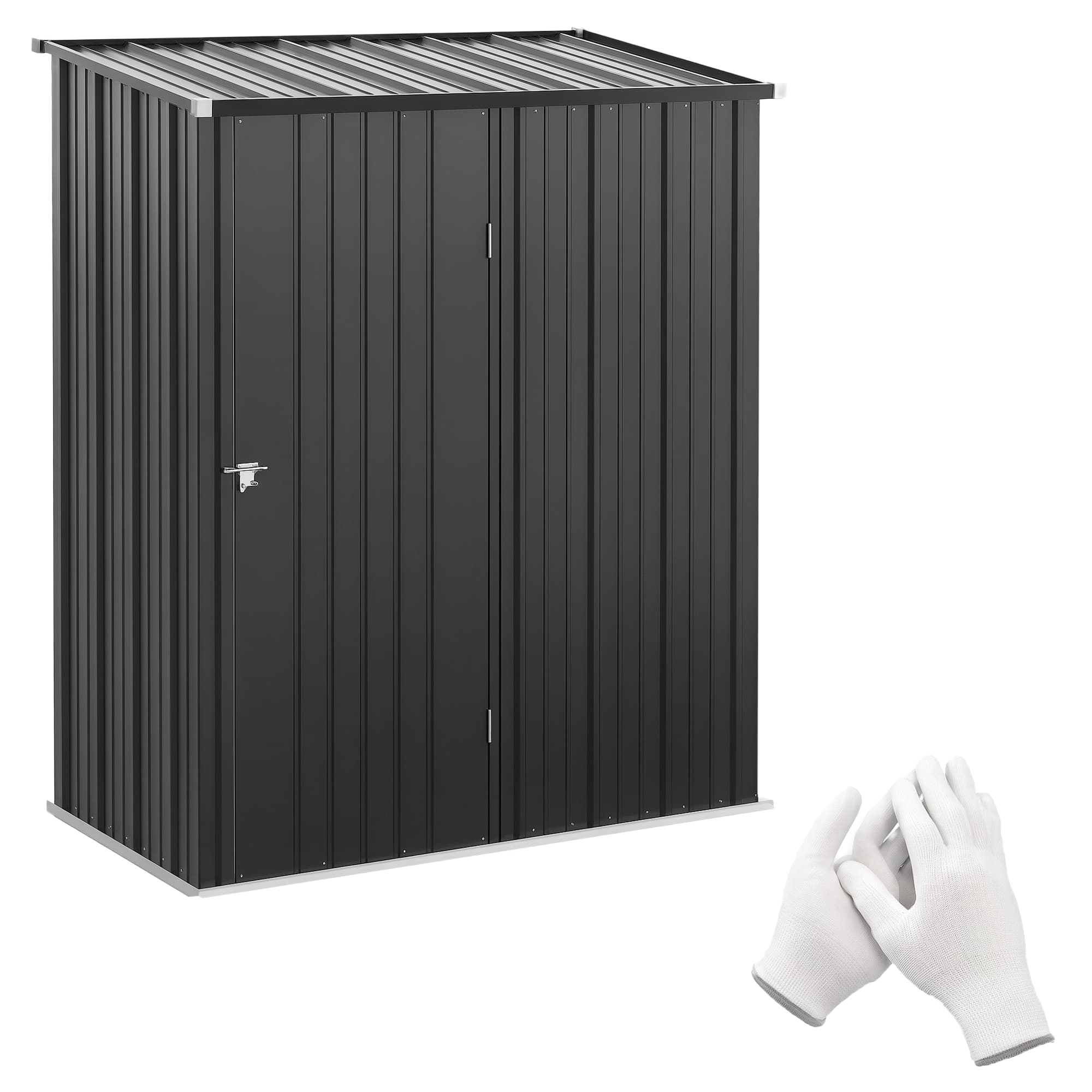 Outsunny Outdoor Storage Shed, Garden Metal Shed with Single Door for Backyard, Patio, Lawn, 5.3 x 3.1ft, Charcoal Grey | Aosom UK