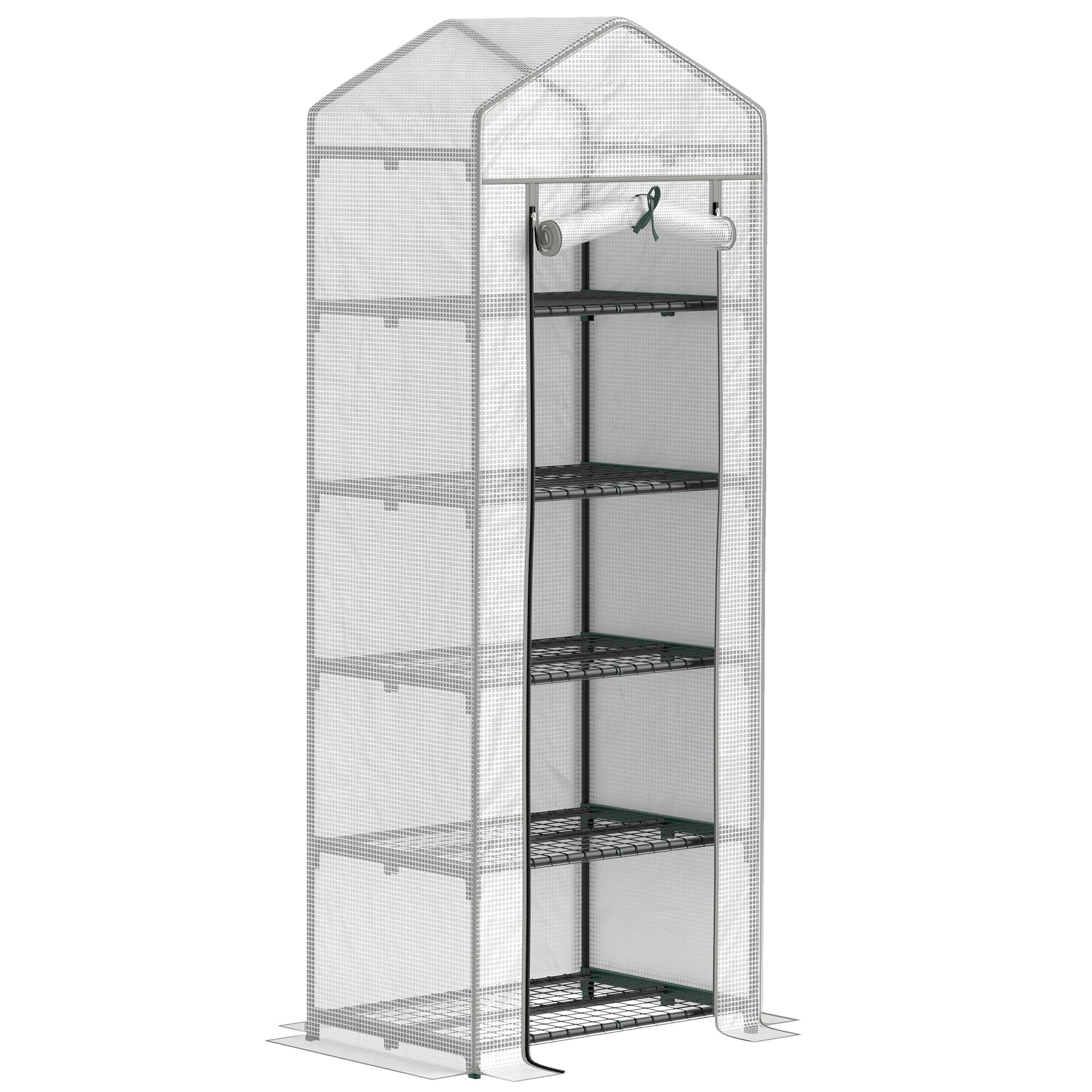 Outsunny 193cm Five Shelf Mini Greenhouse - White thumbnail 2