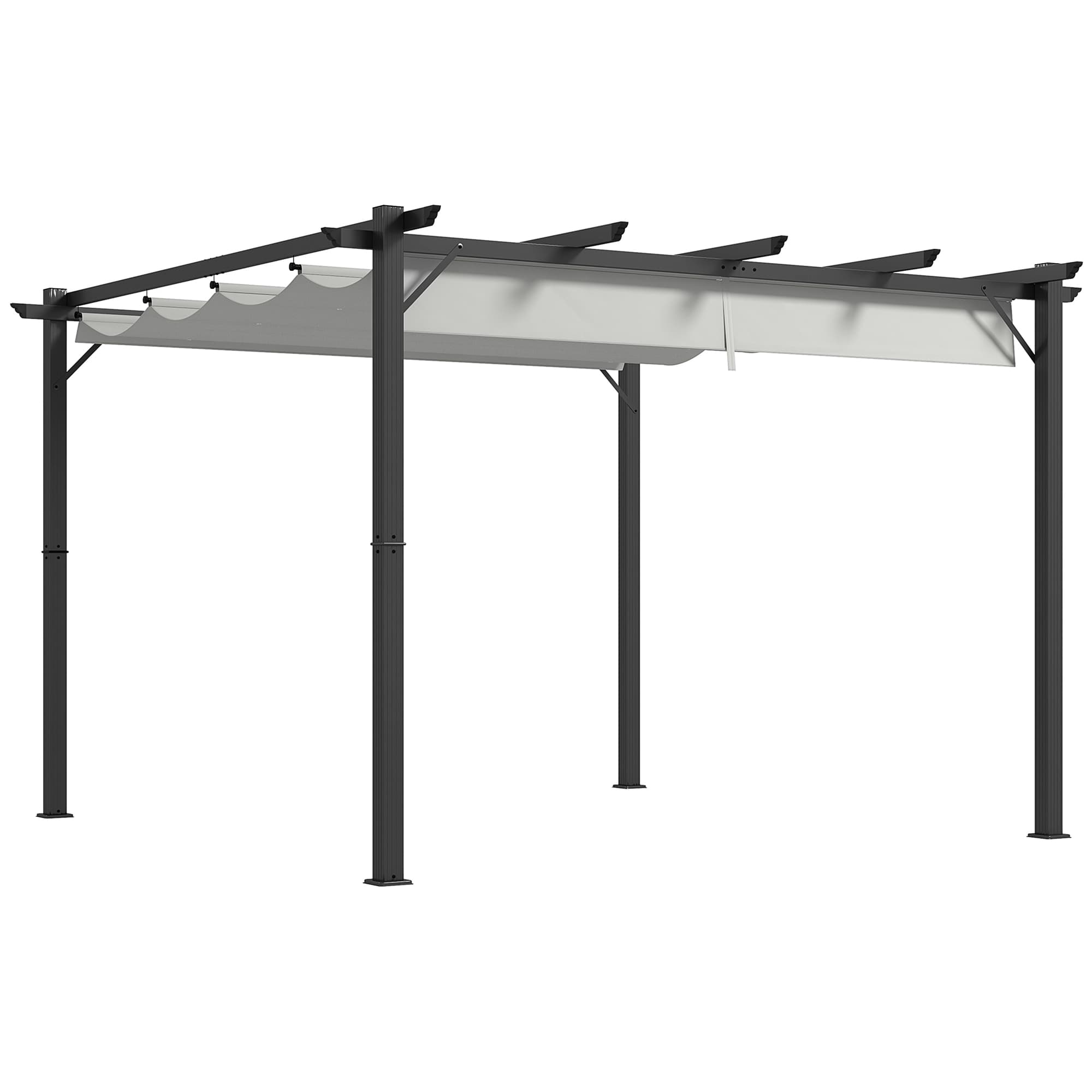 Outsunny 3 x 3(m) Aluminium Pergola Canopy Gazebo Awning Outdoor Garden Sun Shade Shelter Marquee Party BBQ, Light Grey | Aosom UK