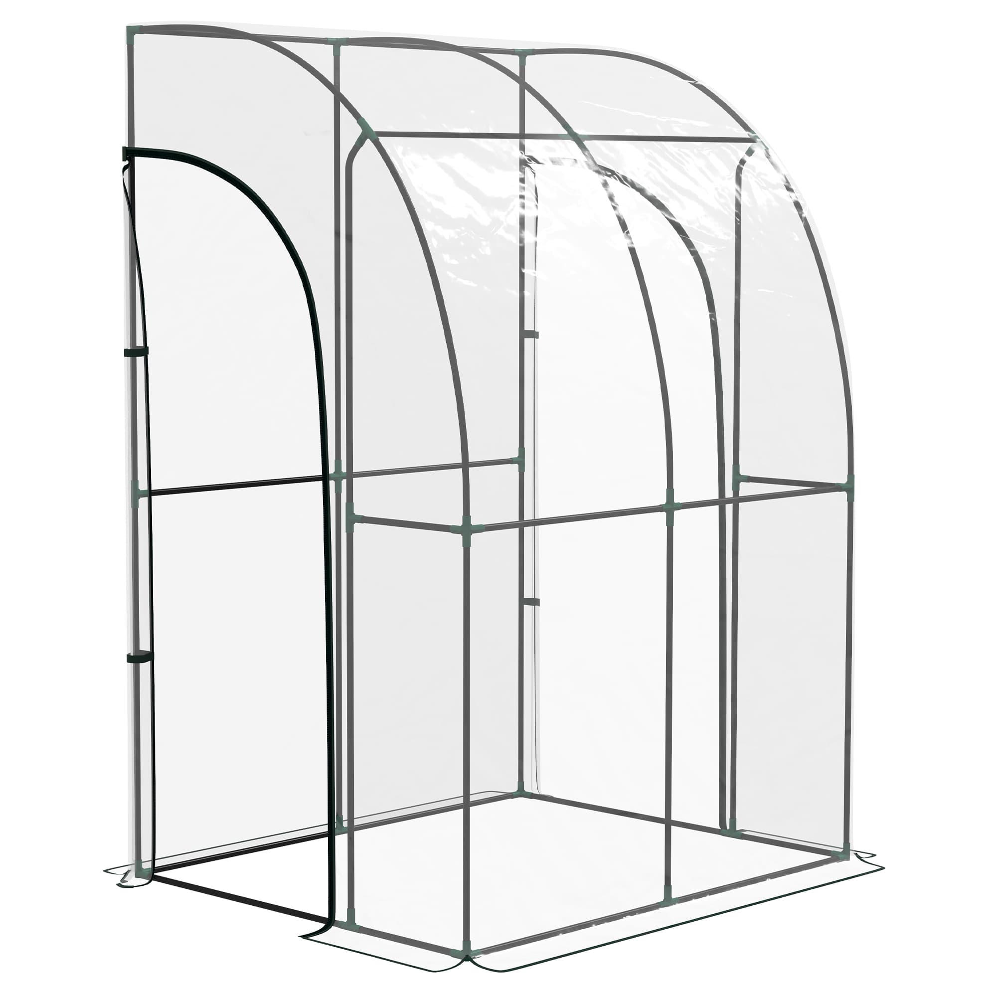 Outsunny 143cm x 118cm Walk-In Lean To Greenhouse, with Accessories | Aosom UK
