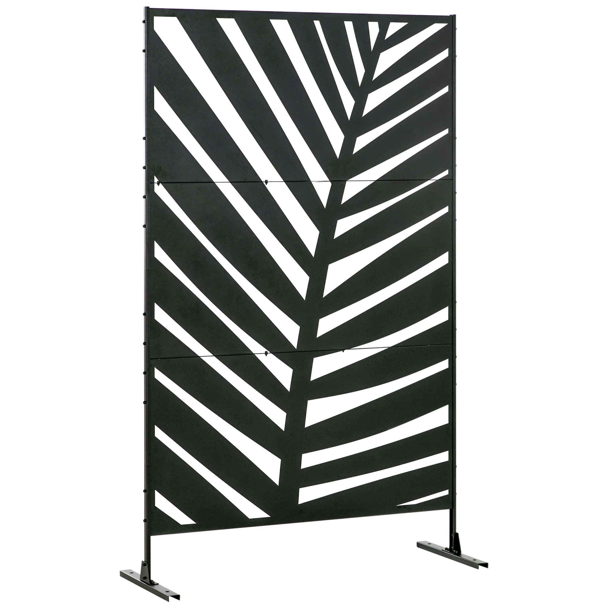 Outsunny 6.5ft Outdoor Privacy Screen Decorative Garden Screen, Metal Garden Screen with Stand and Ground Stakes for Garden, Patio | Aosom UK
