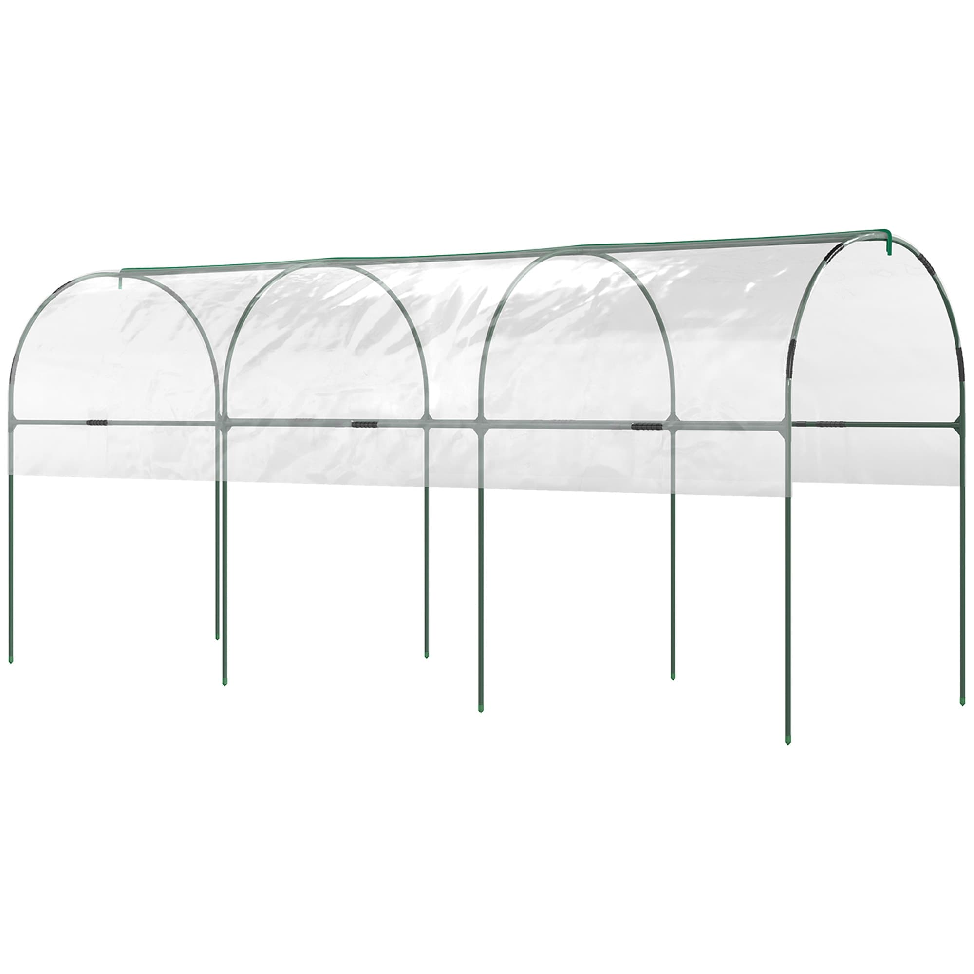 Outsunny Tunnel Tomato Greenhouse with 4 Hoops and Top Tap, Pointed Bottom and Guy Ropes, Clear | Aosom UK