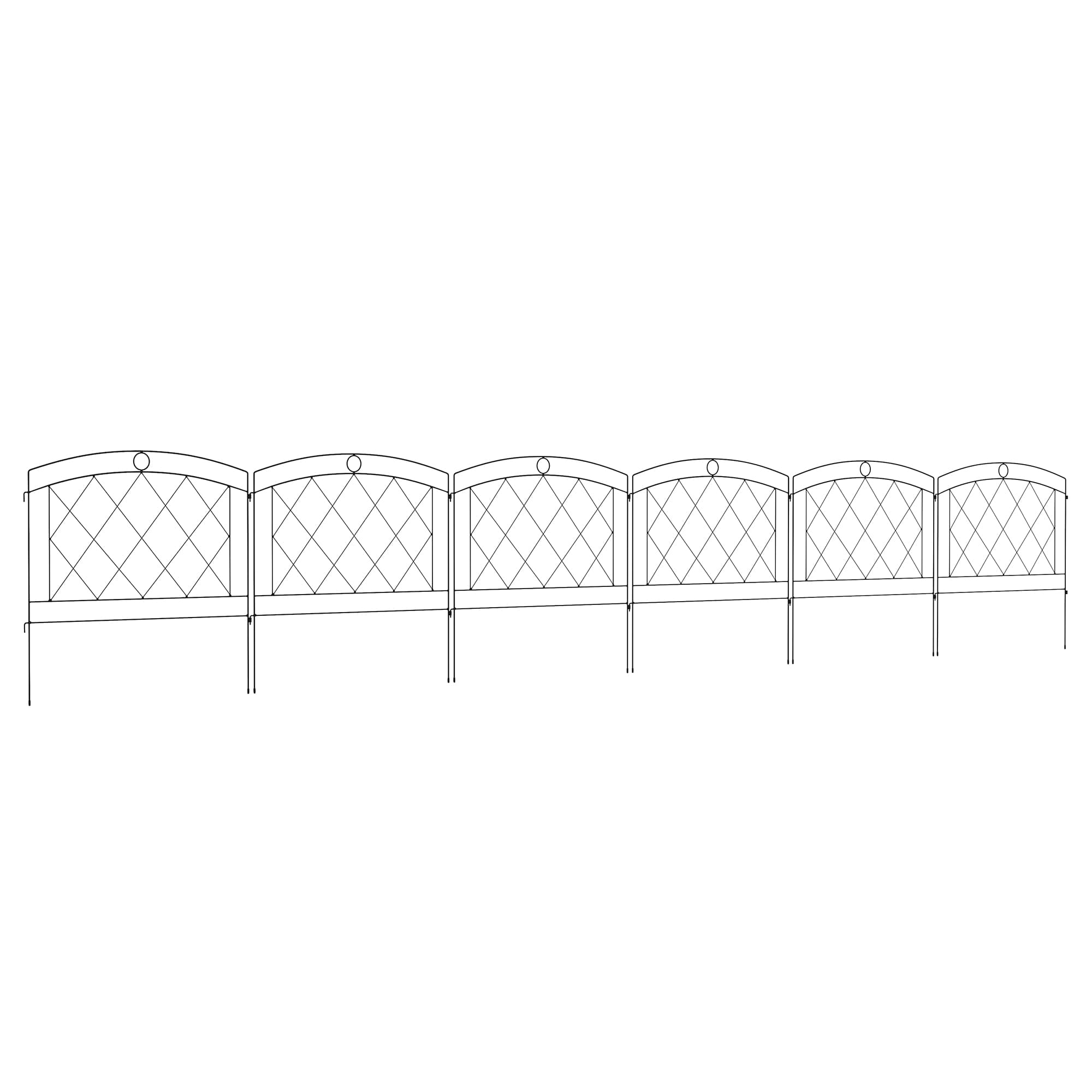 Outsunny Decorative Garden Fencing: Stylish Metal Picket Panels for Outdoor Borders, Easy Installation, Set of 6, Ebony Black | Aosom UK