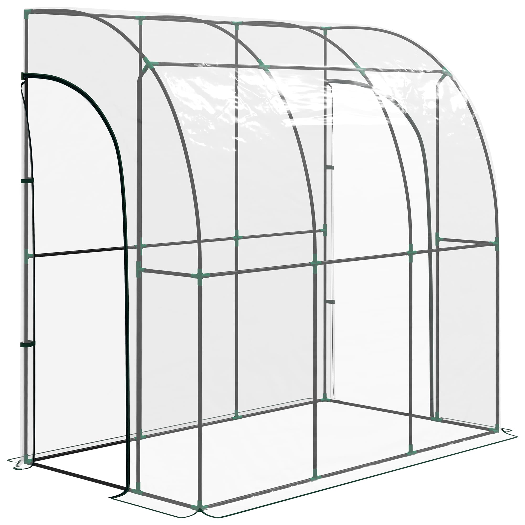 Outsunny 214cm x 118cm Walk-In Lean To Greenhouse, with Accessories | Aosom UK