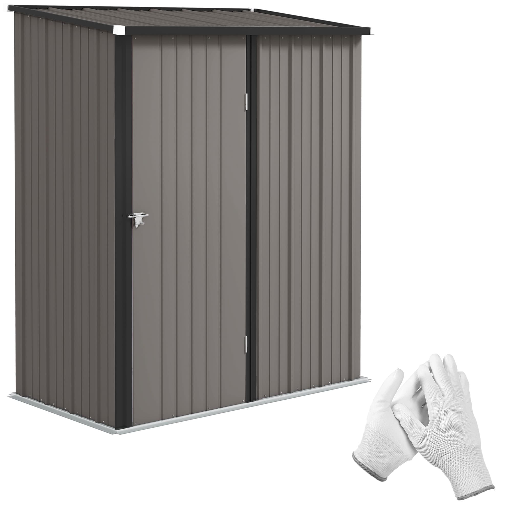 Outsunny Steel Garden Shed, 5.3 x 3.1ft metal shed with Latched Door - Light Grey | Aosom UK