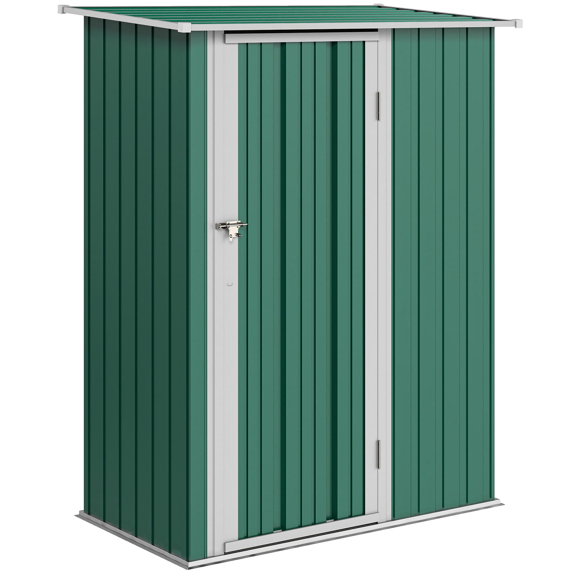 Outsunny 4.7 x 2.8ft Outdoor Storage Shed,  Outdoor Metal Shed Waterproof with Sloped Roof, Weather-Resistant, Paint Green | Aosom UK